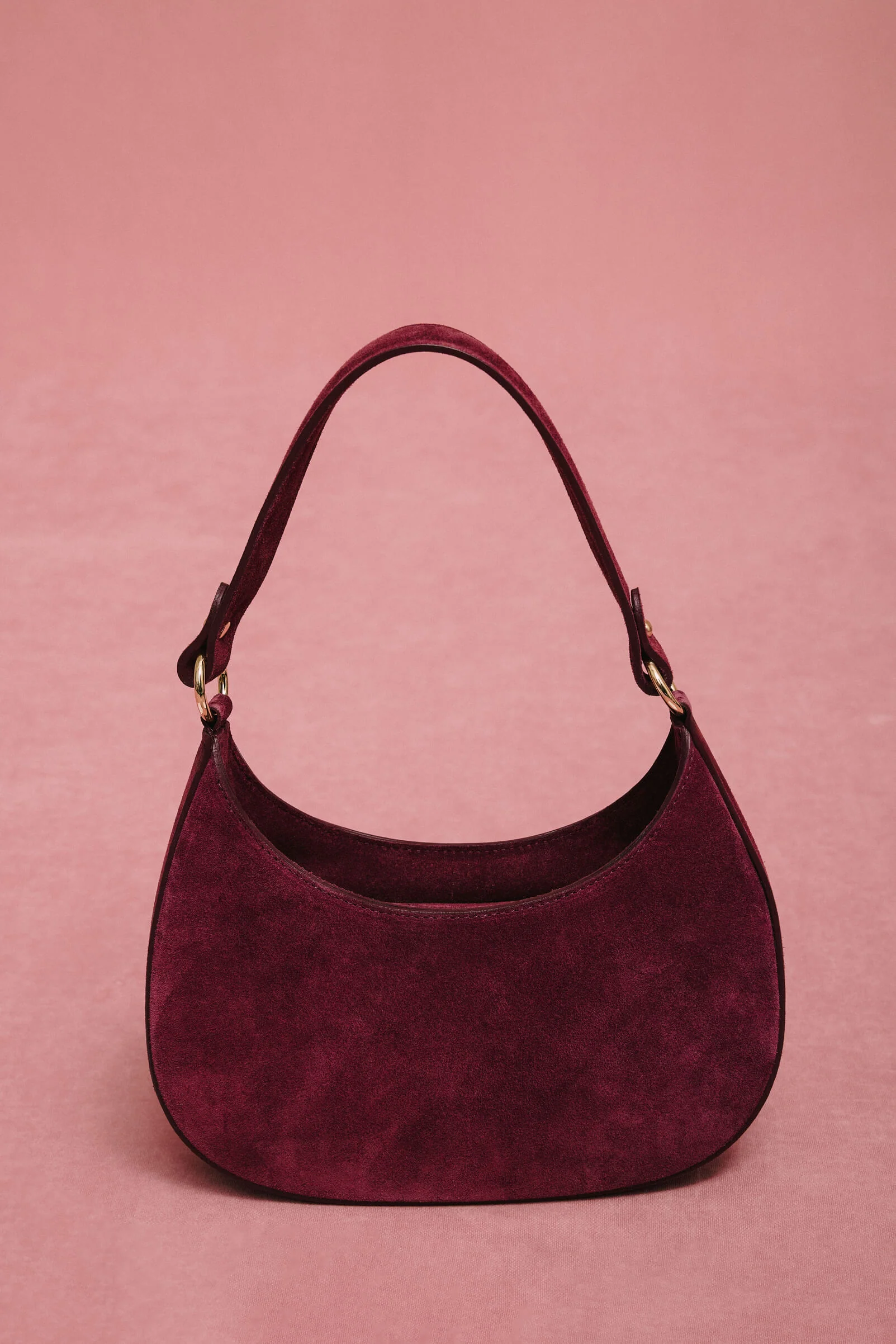 Bordowa torebka damska typu shoulder bag z włoskiego weluru naturalnego Premium Estro ER00118163