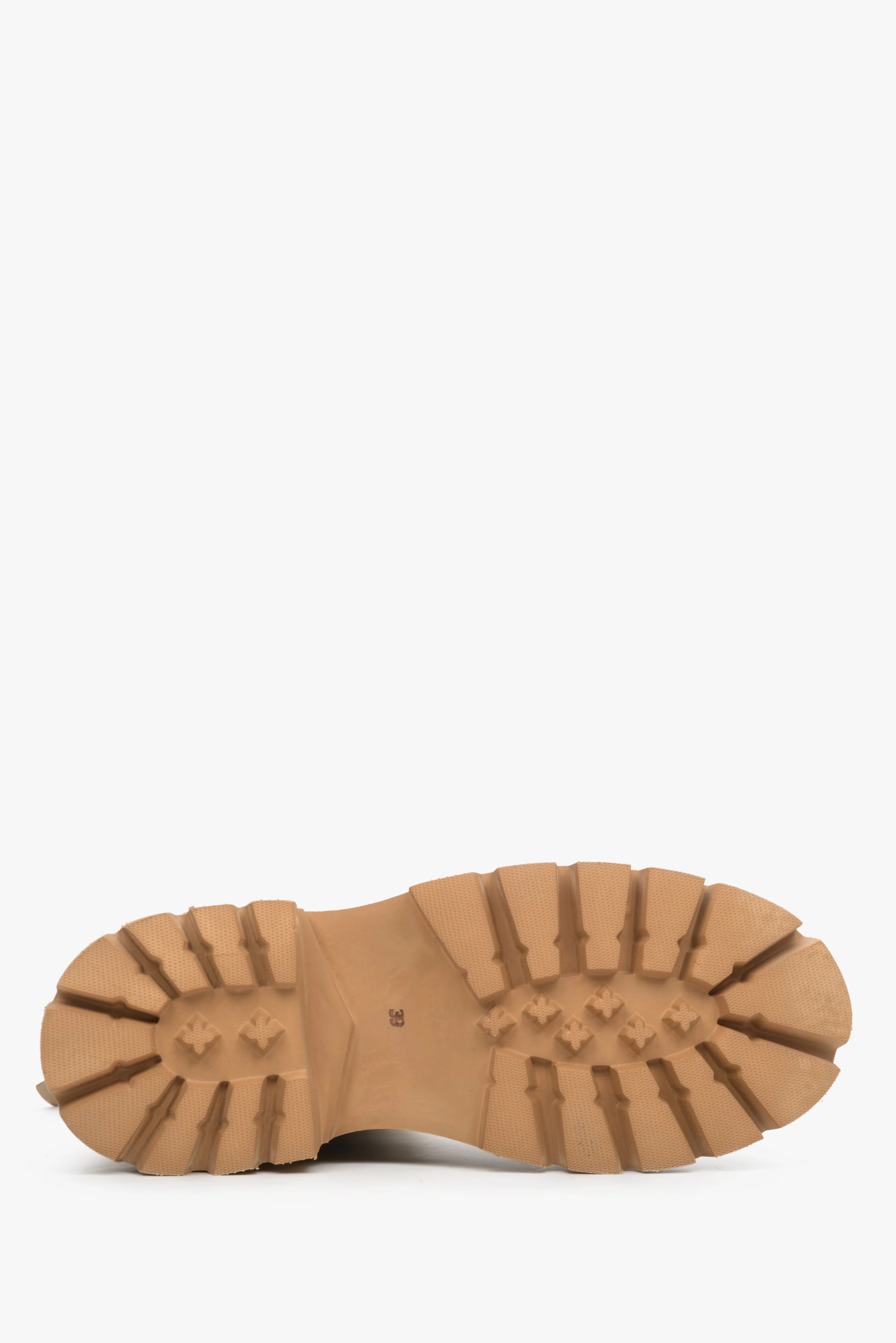 Beżowe botki damskie ze skóry ze srebrnymi ćwiekami Estro ER00114047 - Image 6