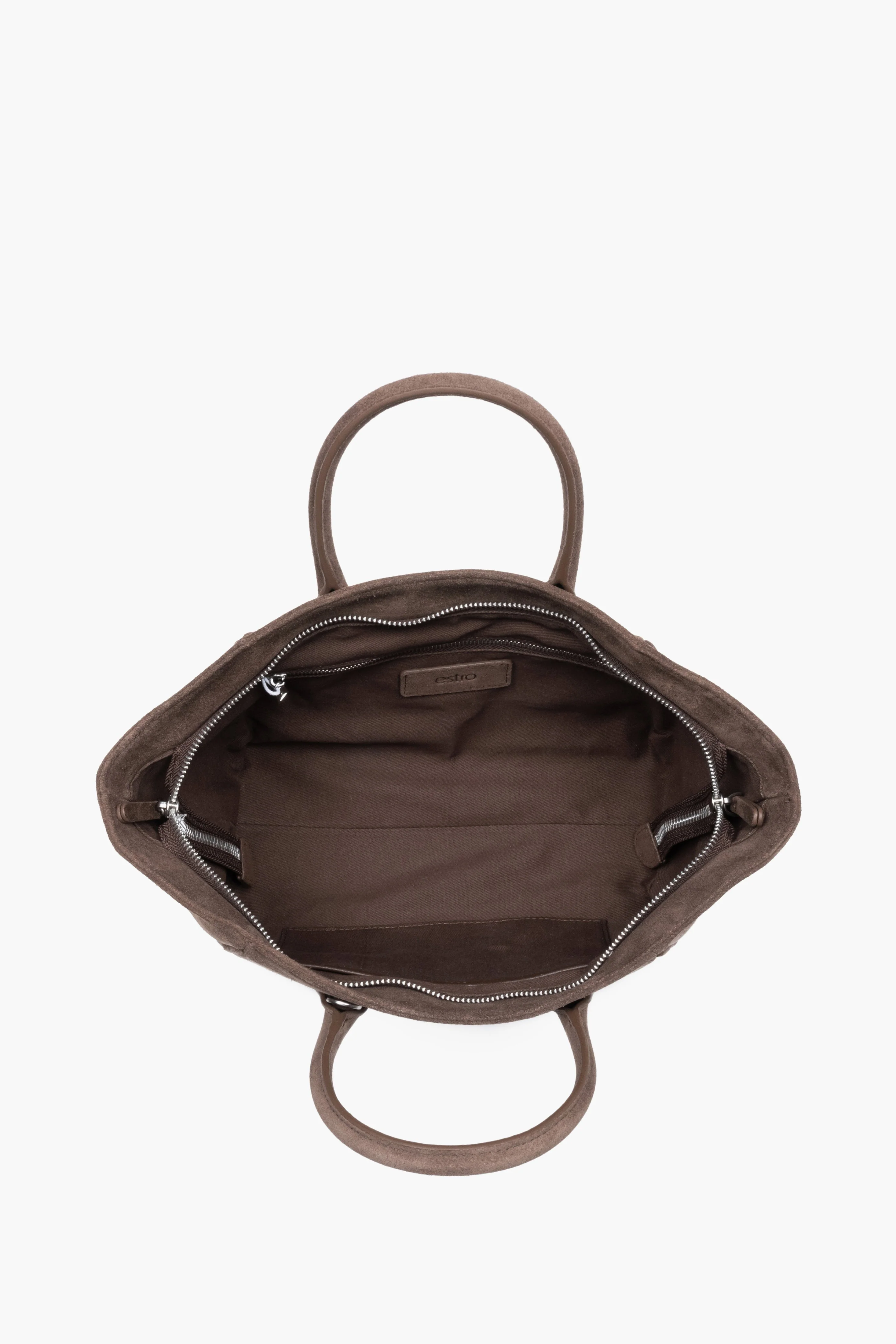 Brązowa torebka damska do ręki typu tote z weluru naturalnego Estro ER00119881 - Image 5