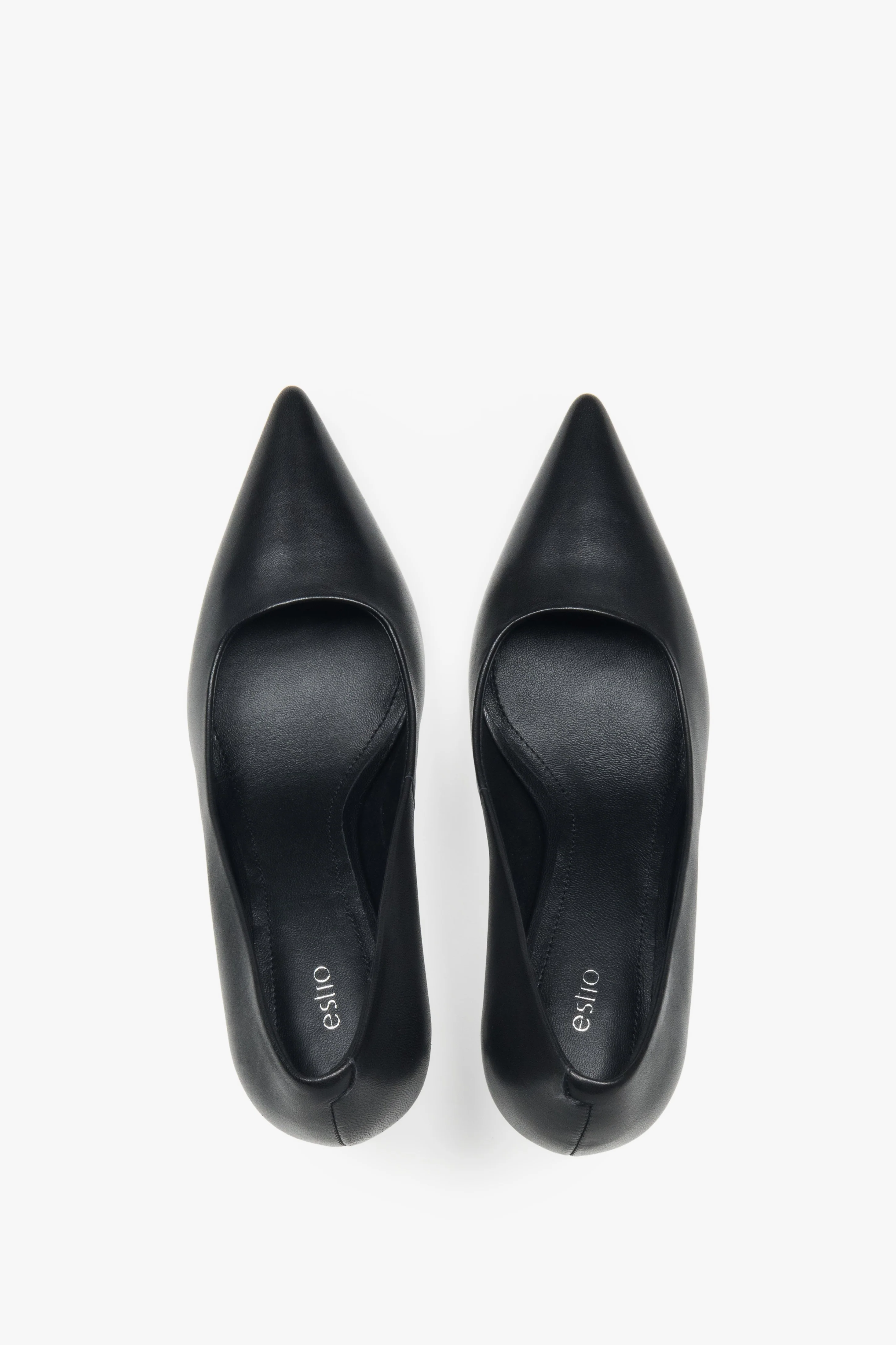 Czarne buty damskie na obcasie w szpic ze skóry naturalnej Estro ER00117995 - Image 6