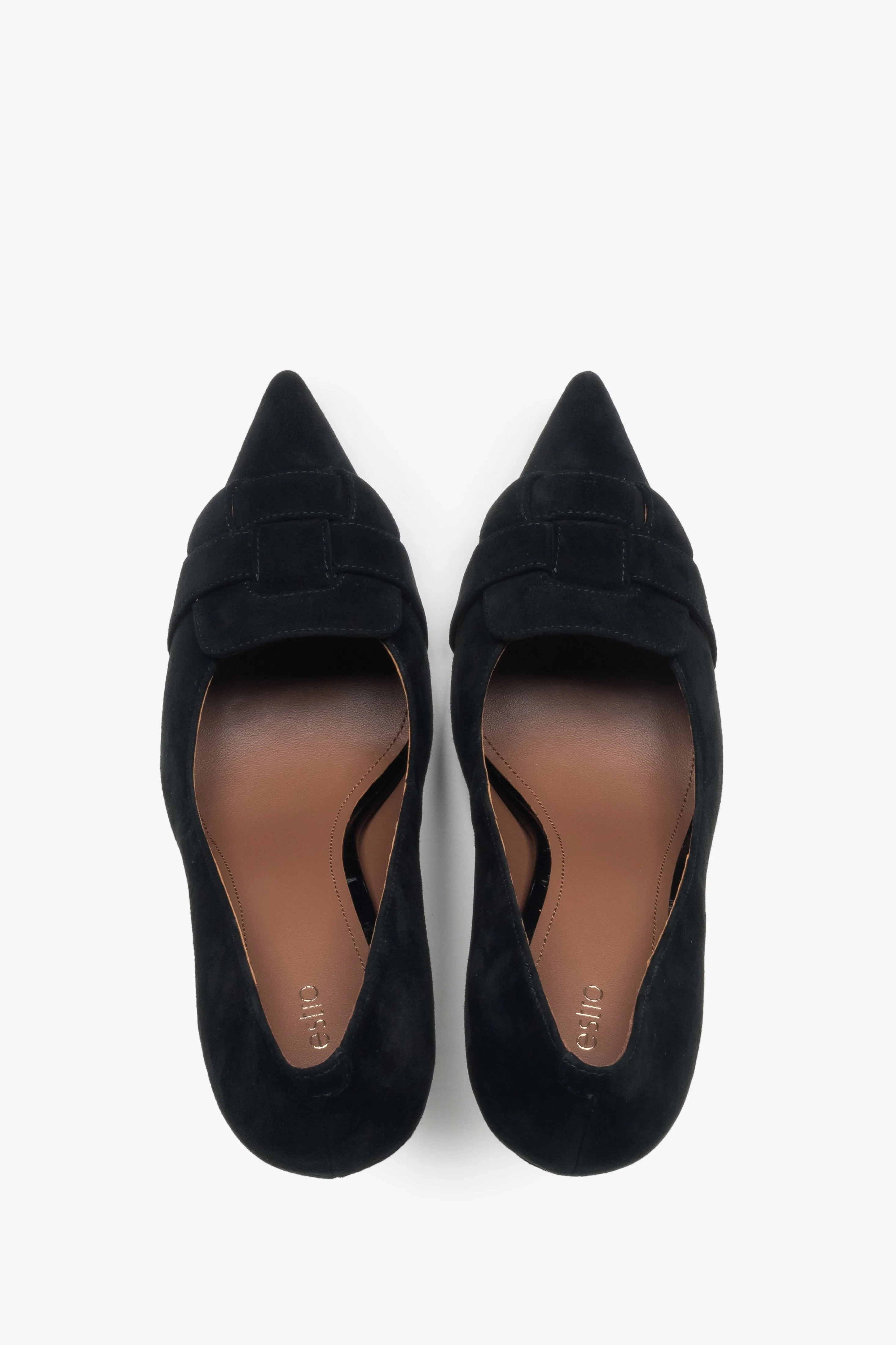 Czarne buty na wysokim obcasie z ozdobną aplikacją z weluru naturalnego Estro ER00118173 - Image 3