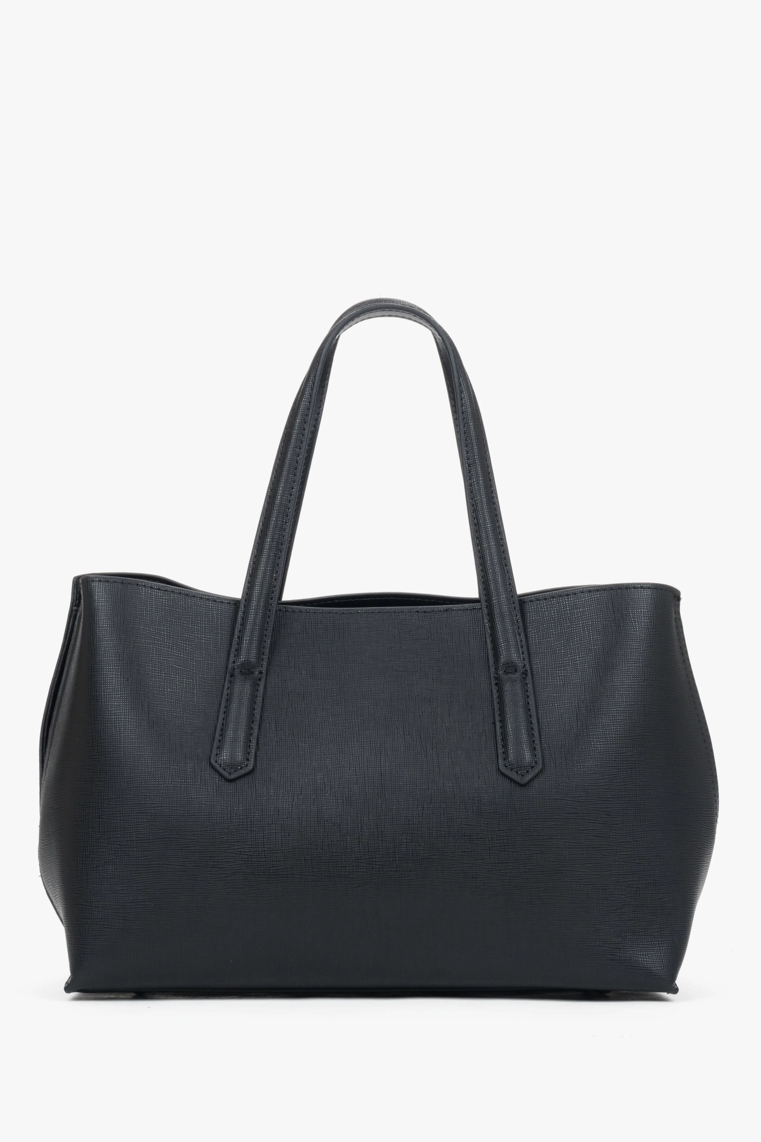 Czarna elegancka torebka damska typu tote ze skóry naturalnej Estro ER00119140 - Image 3