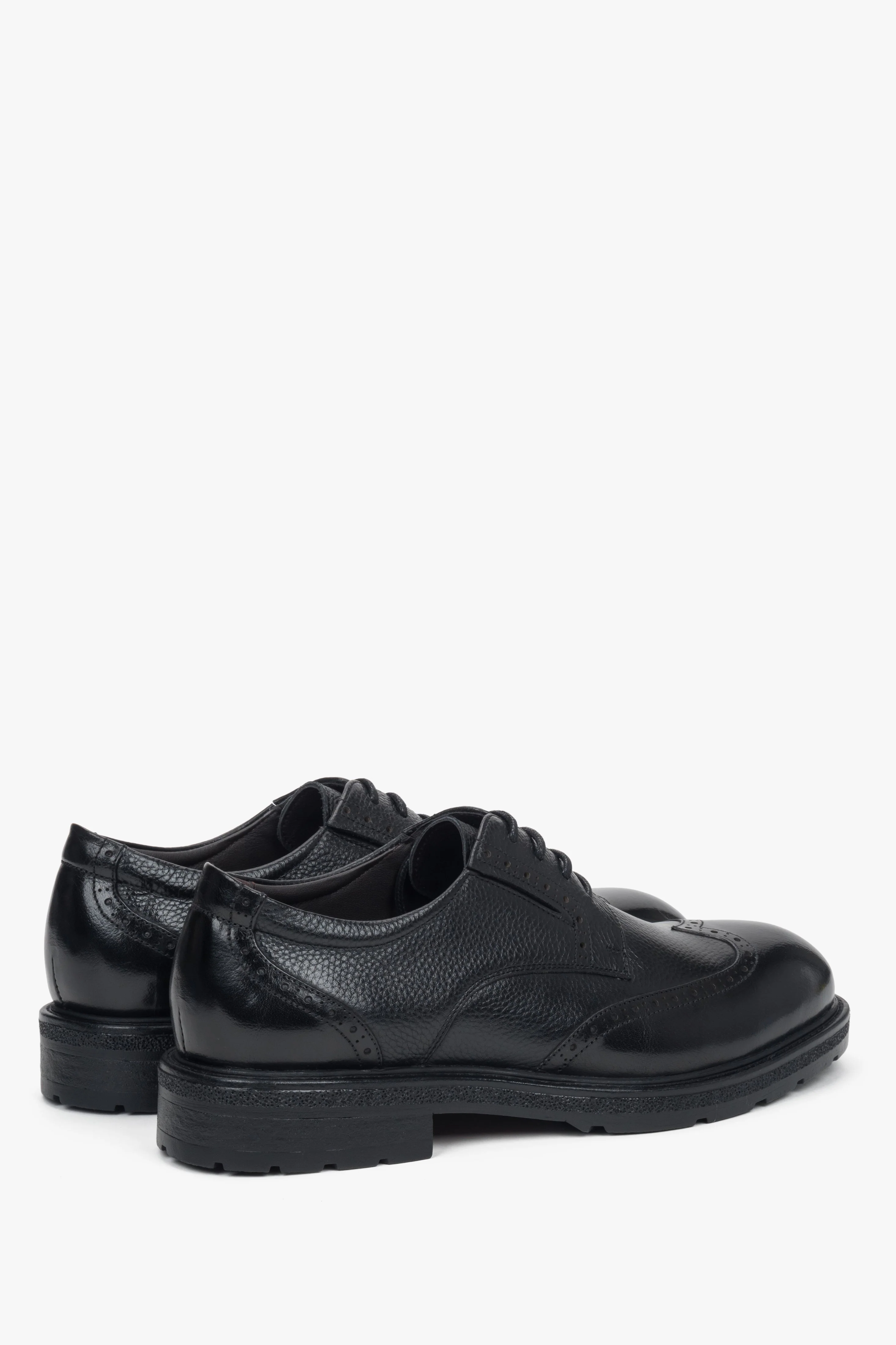Czarne półbuty męskie typu brogue ze skóry naturalnej Estro ER00118352 - Image 5