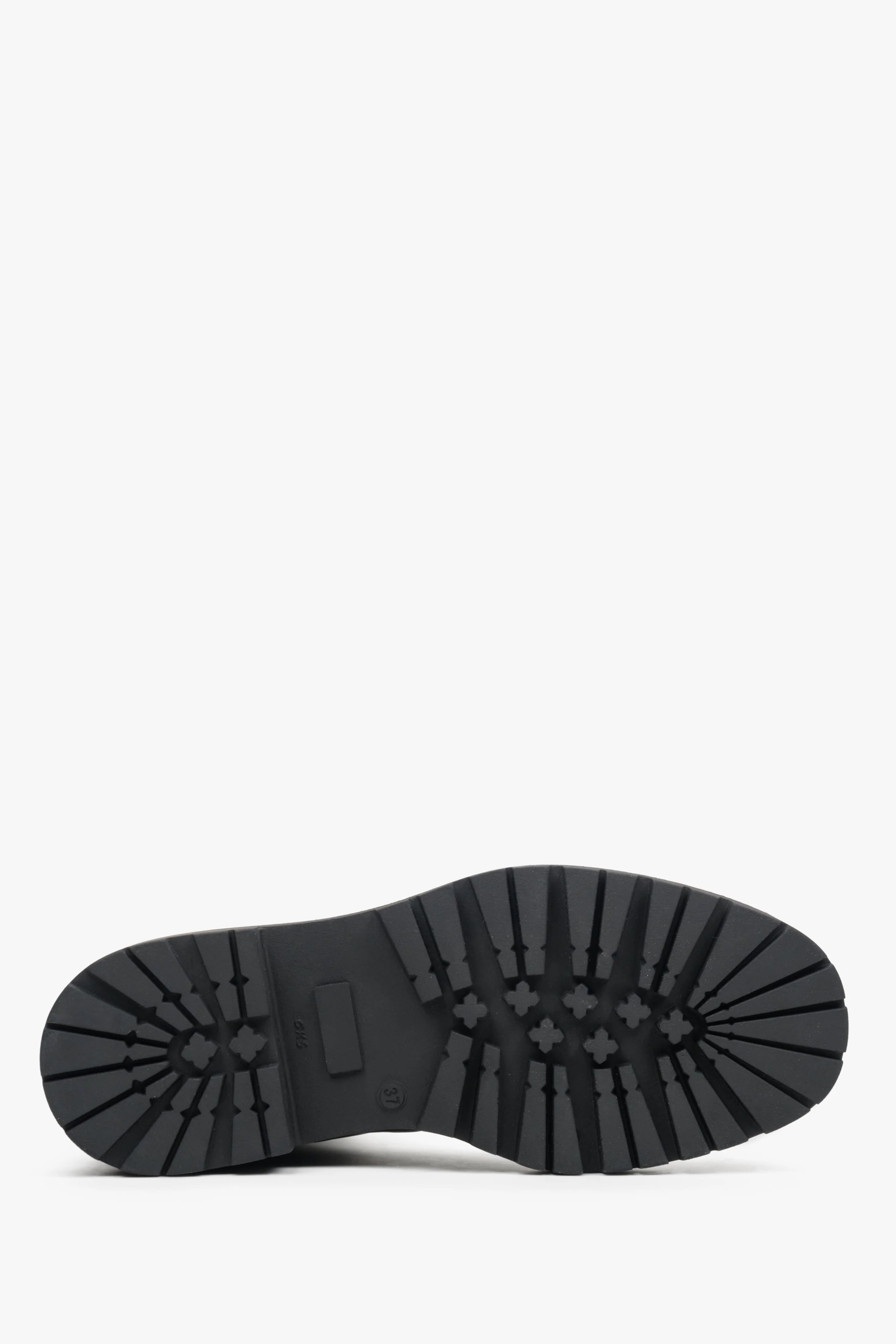 Czarne wsuwane botki damskie z elastyczną cholewką z włoskiej skóry naturalnej Estro OUTLET - Image 6