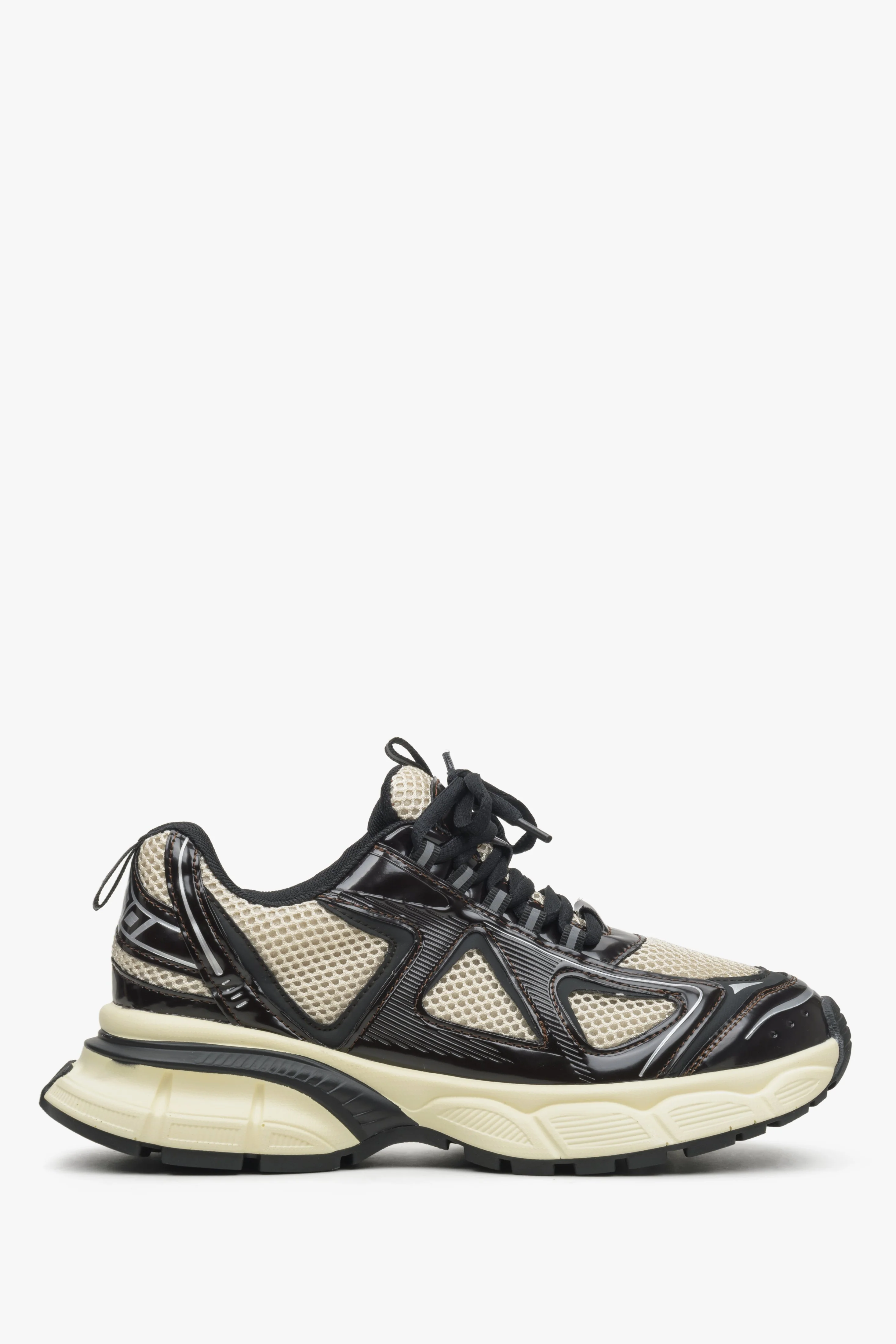 Czarno-beżowe sneakersy damskie na elastycznej platformie ES 8 ER00114597 - Image 2