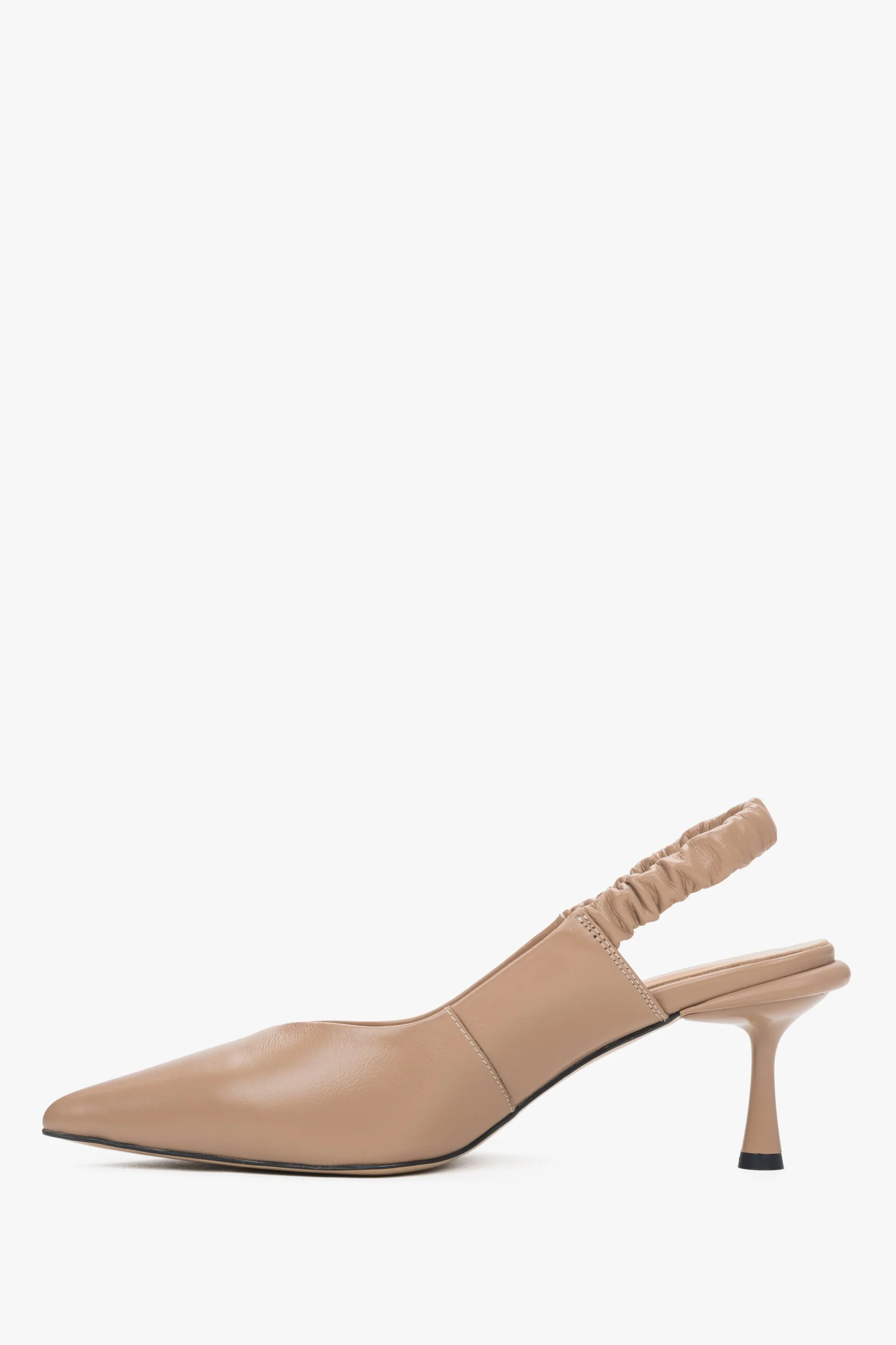 Beżowe skórzane czółenka damskie typu slingback Estro ER00115114 - Image 3