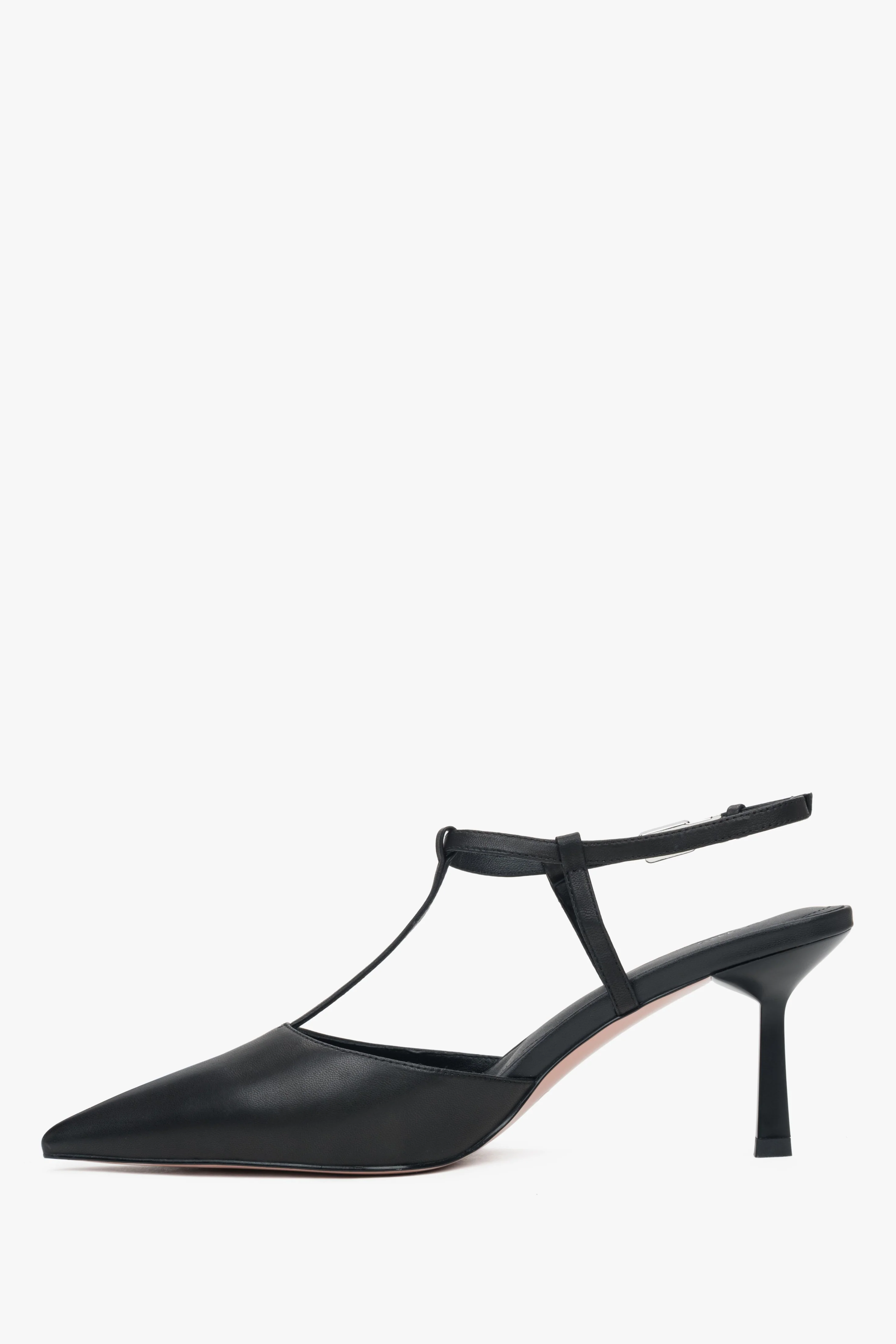 Czarne czółenka damskie typu slingback na szpilce z czubkiem w szpic Estro ER00117178 - Image 3
