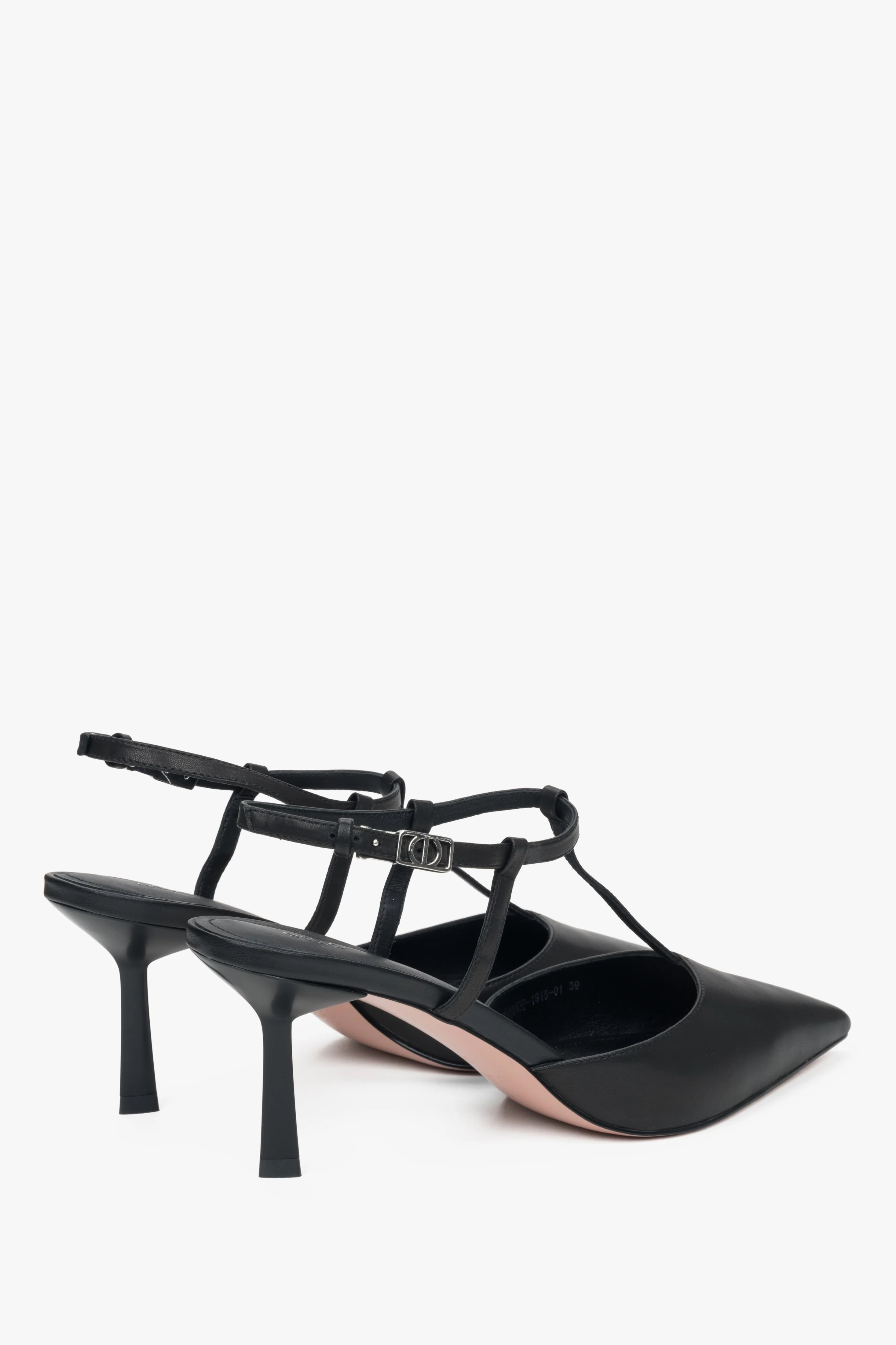 Czarne czółenka damskie typu slingback na szpilce z czubkiem w szpic Estro ER00117178 - Image 5