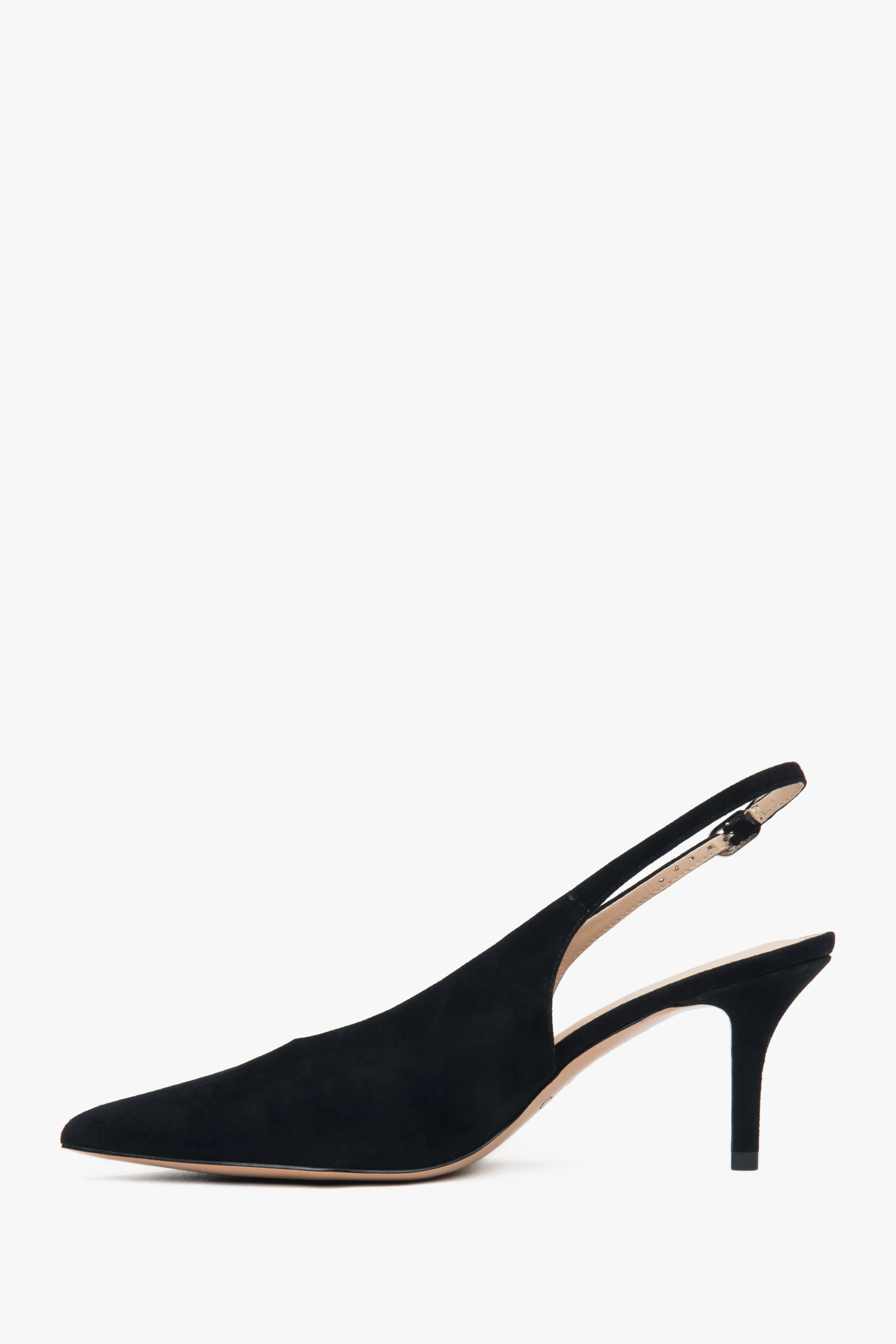 Czarne welurowe czółenka damskie typu slingback na obcasie Estro ER00117233 - Image 3