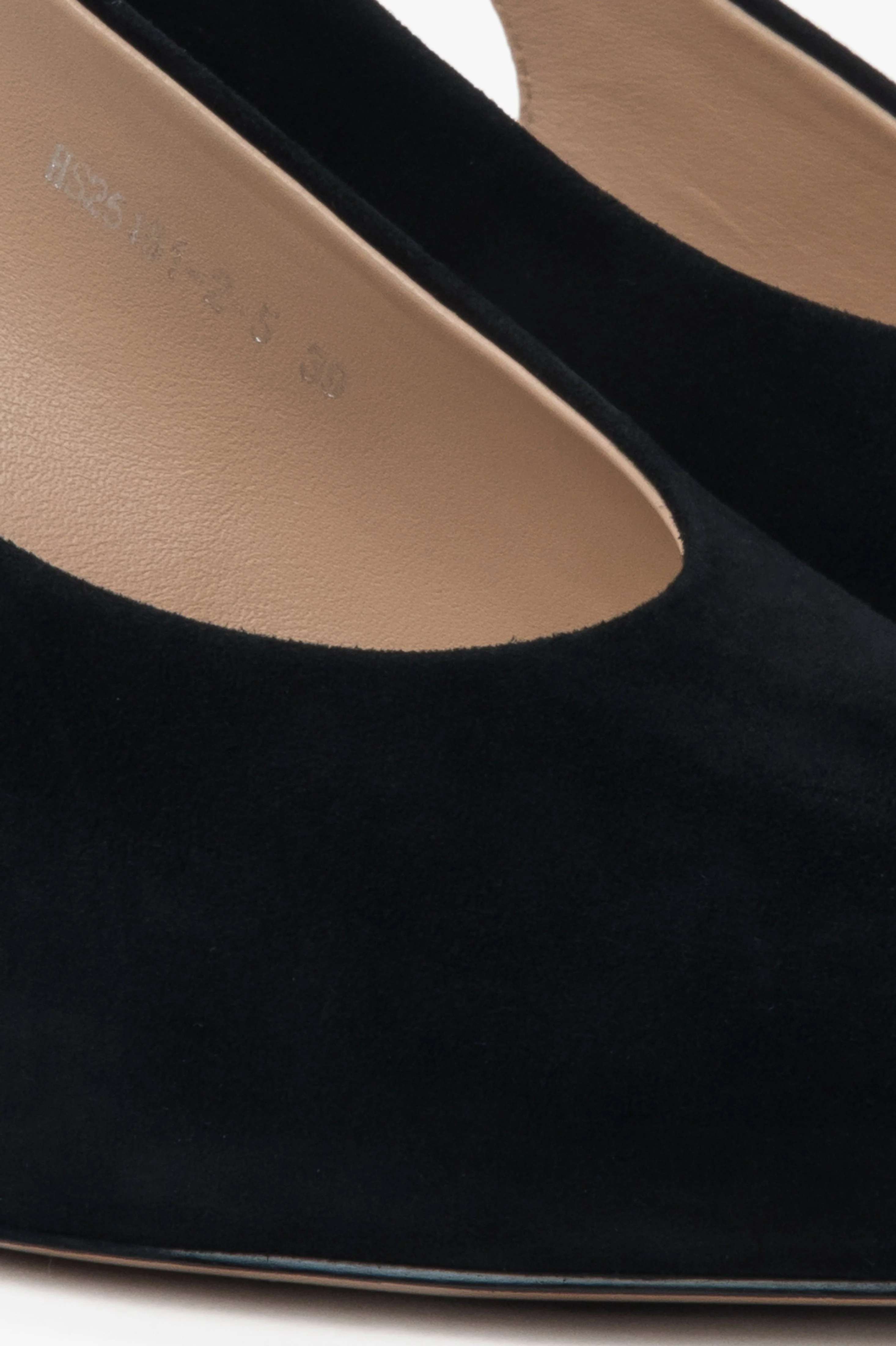 Czarne welurowe czółenka damskie typu slingback na obcasie Estro ER00117233 - Image 6