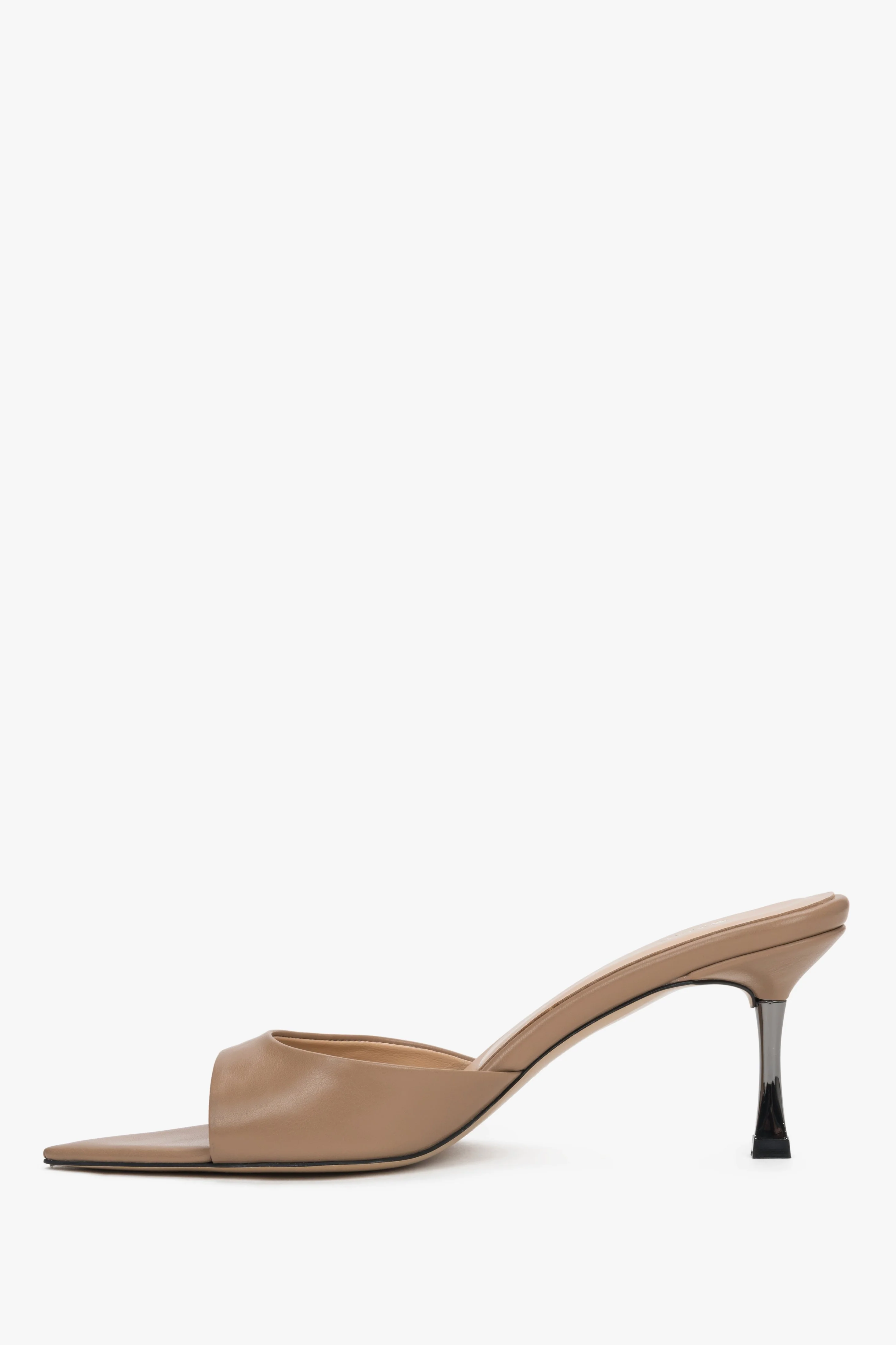 Eleganckie beżowe klapki damskie ze skóry naturalnej z otwartym czubkiem w szpic Estro ER00119815 - Image 6