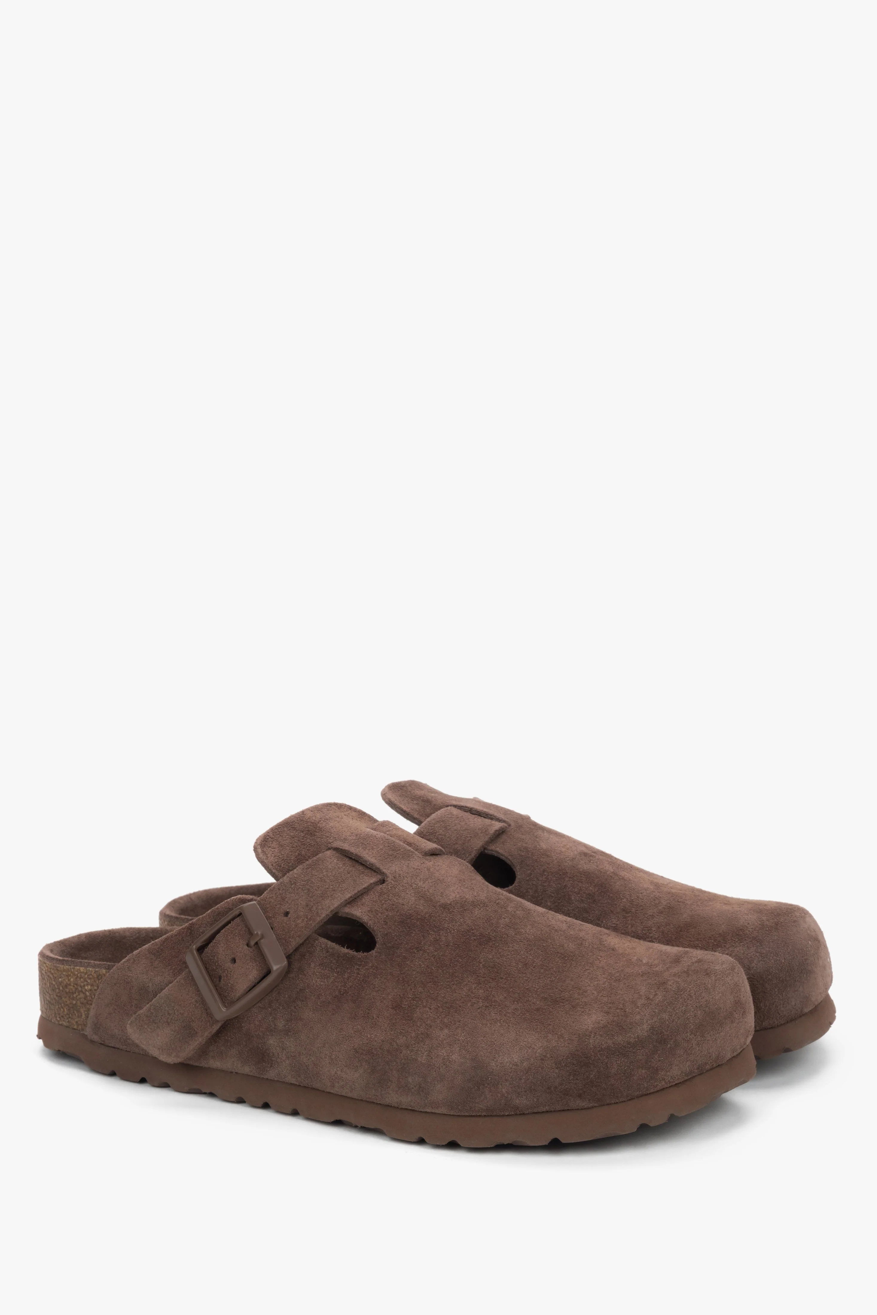 Ciemnobrązowe klapki damskie typu chodaki z miękkiego weluru naturalnego Estro ER00119017 - Image 7