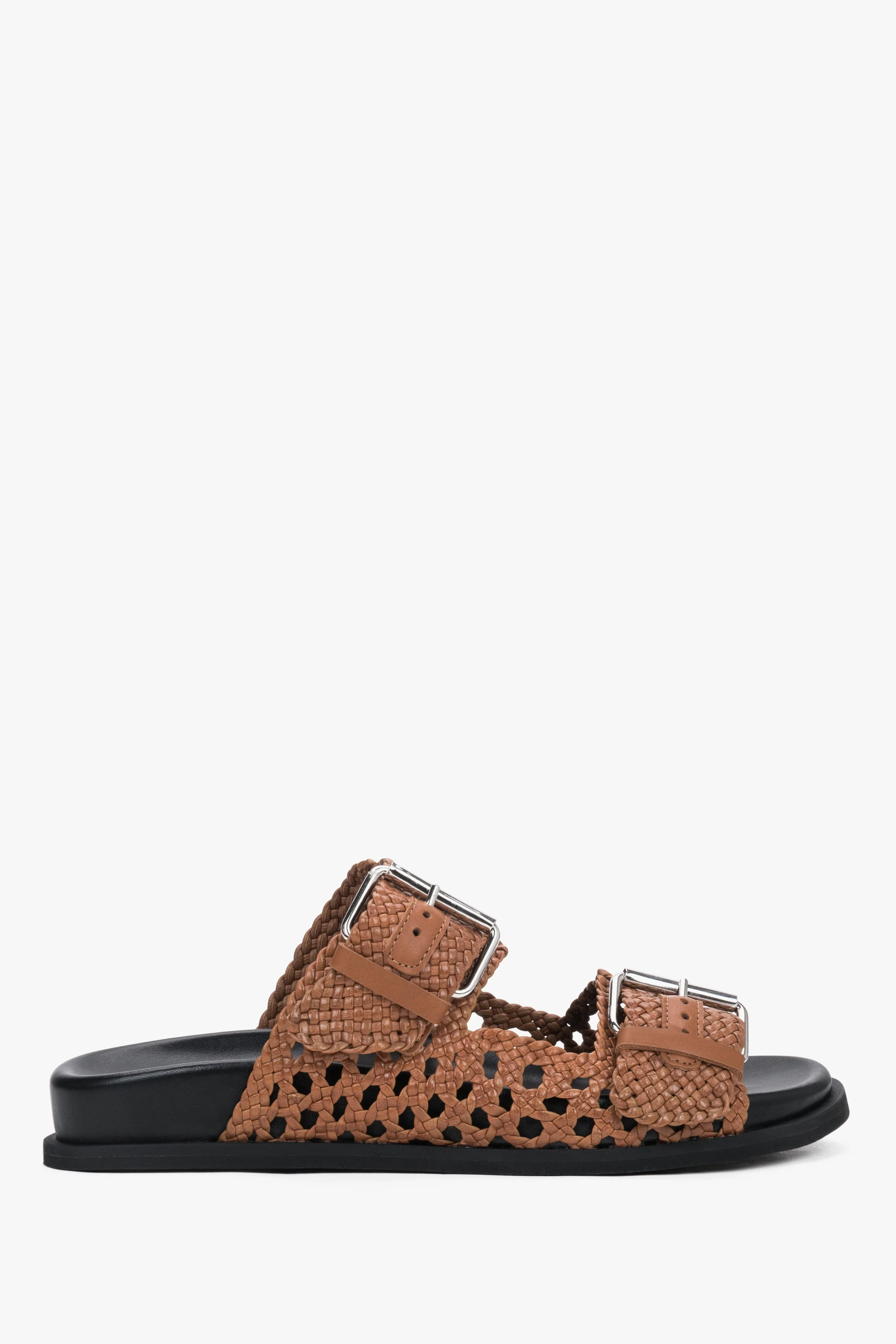 Brązowe klapki damskie z włoskiej skóry naturalnej Premium Guglielmo Rotta ER00119709 - Image 3