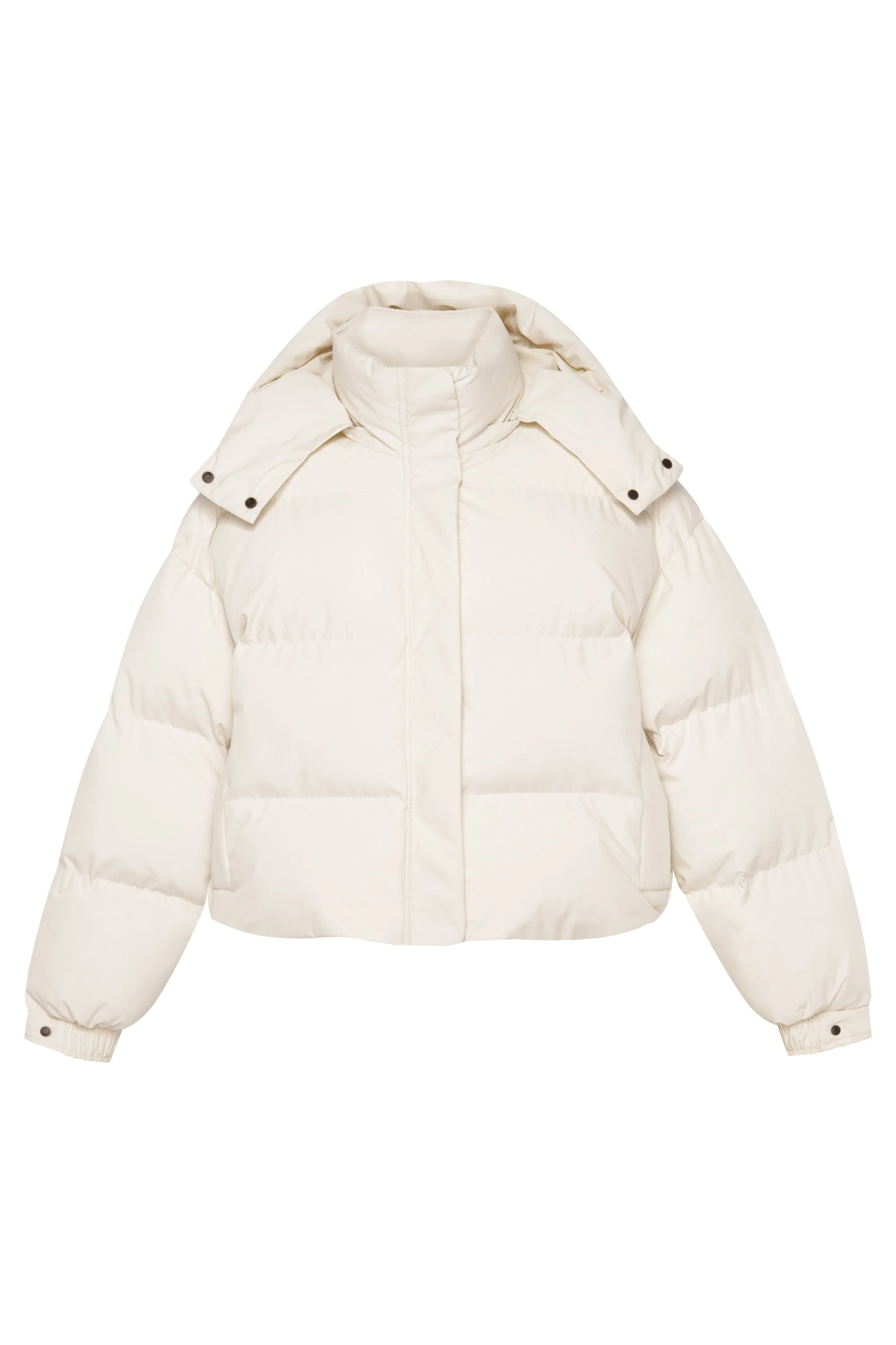 Jasnobeżowa kurtka damska puffer z odpinanym kapturem Estro ER00114590 - Image 6