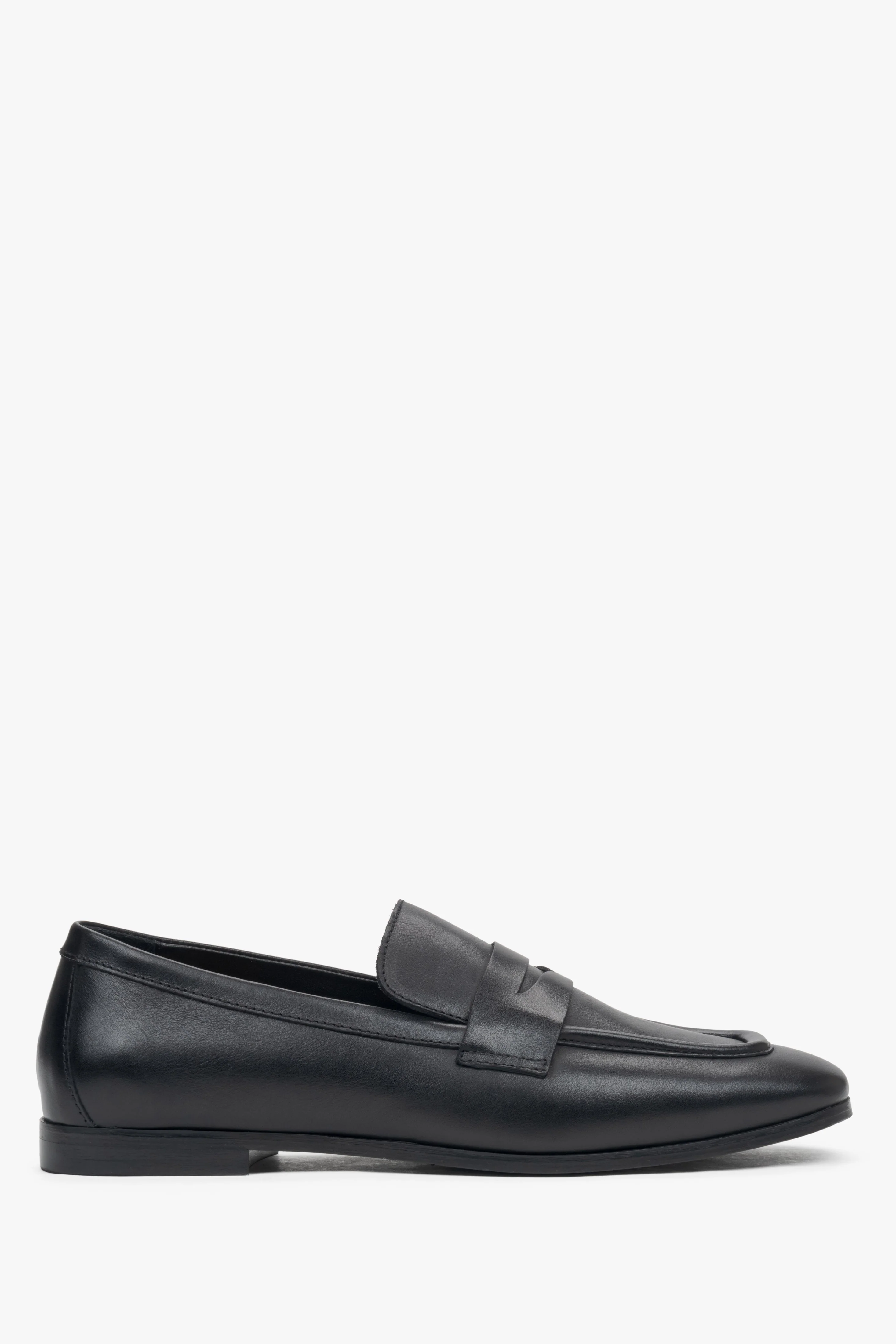 Czarne loafersy damskie z włoskiej skóry naturalnej Premium Estro ER00116009