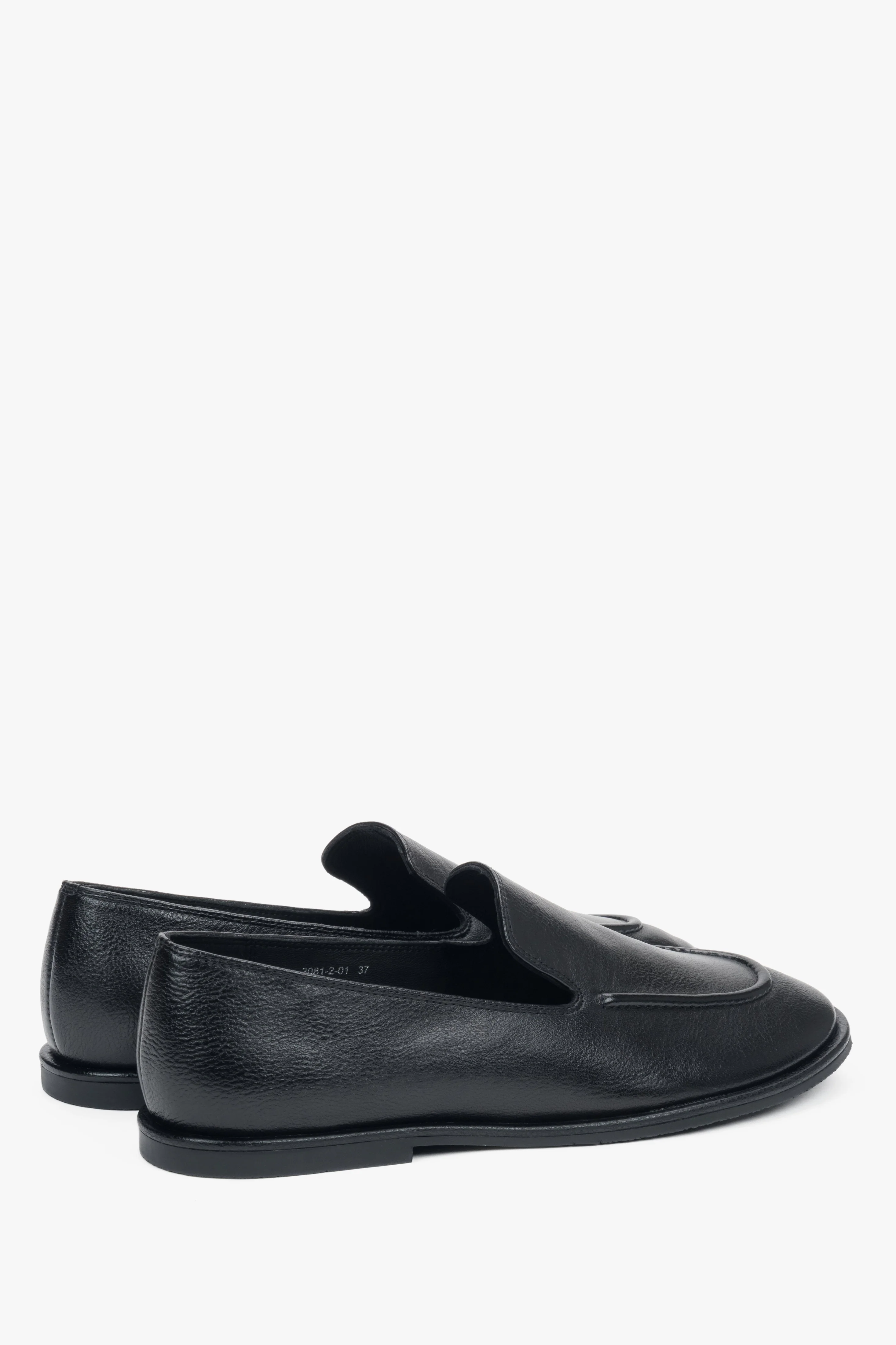 Czarne loafersy damskie ze skóry naturalnej na płaskiej podeszwie Estro ER00118012 - Image 5