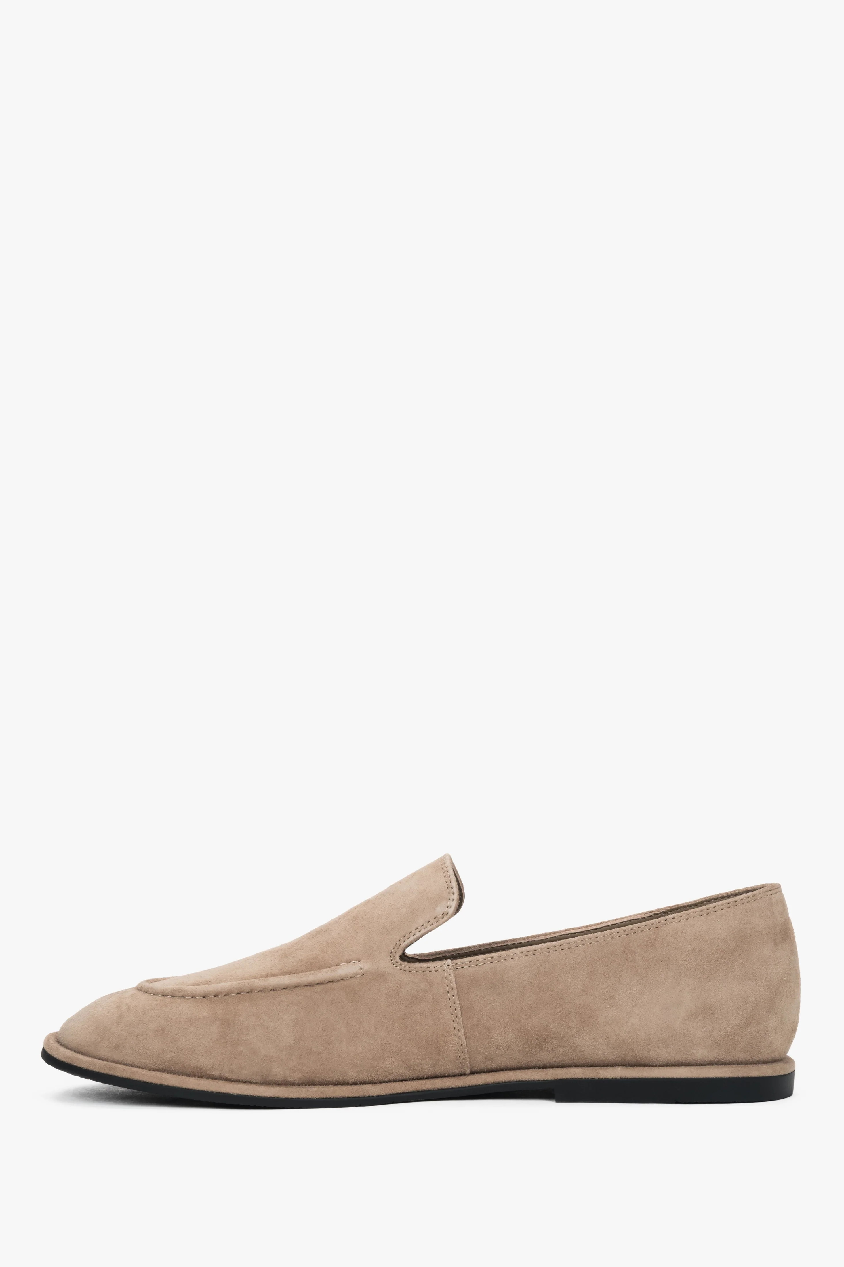 Beżowe loafersy damskie z weluru naturalnego na płaskiej podeszwie Estro ER00119020 - Image 8