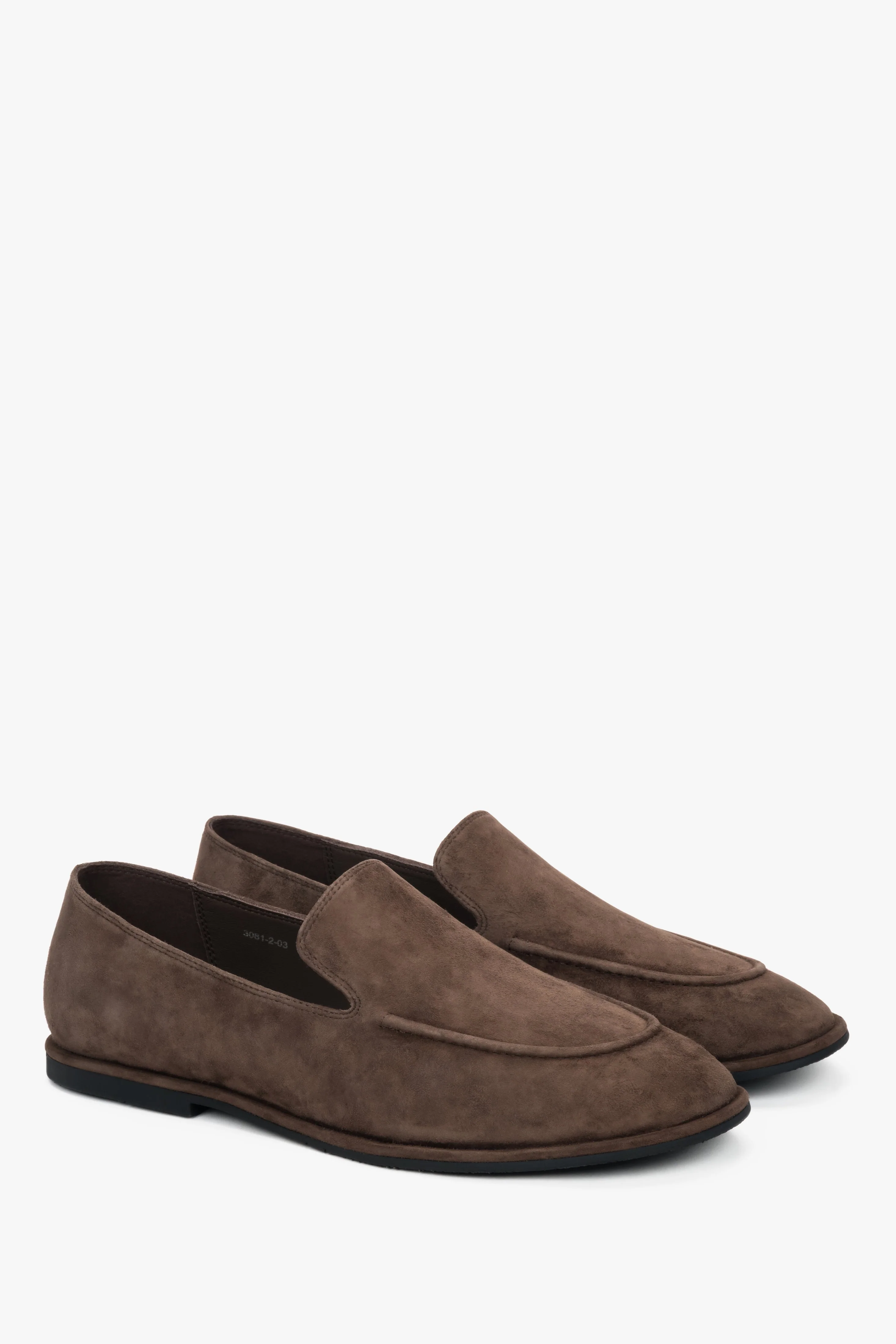 Ciemnobrązowe loafersy damskie z weluru naturalnego na płaskiej podeszwie Estro ER00119021 - Image 2
