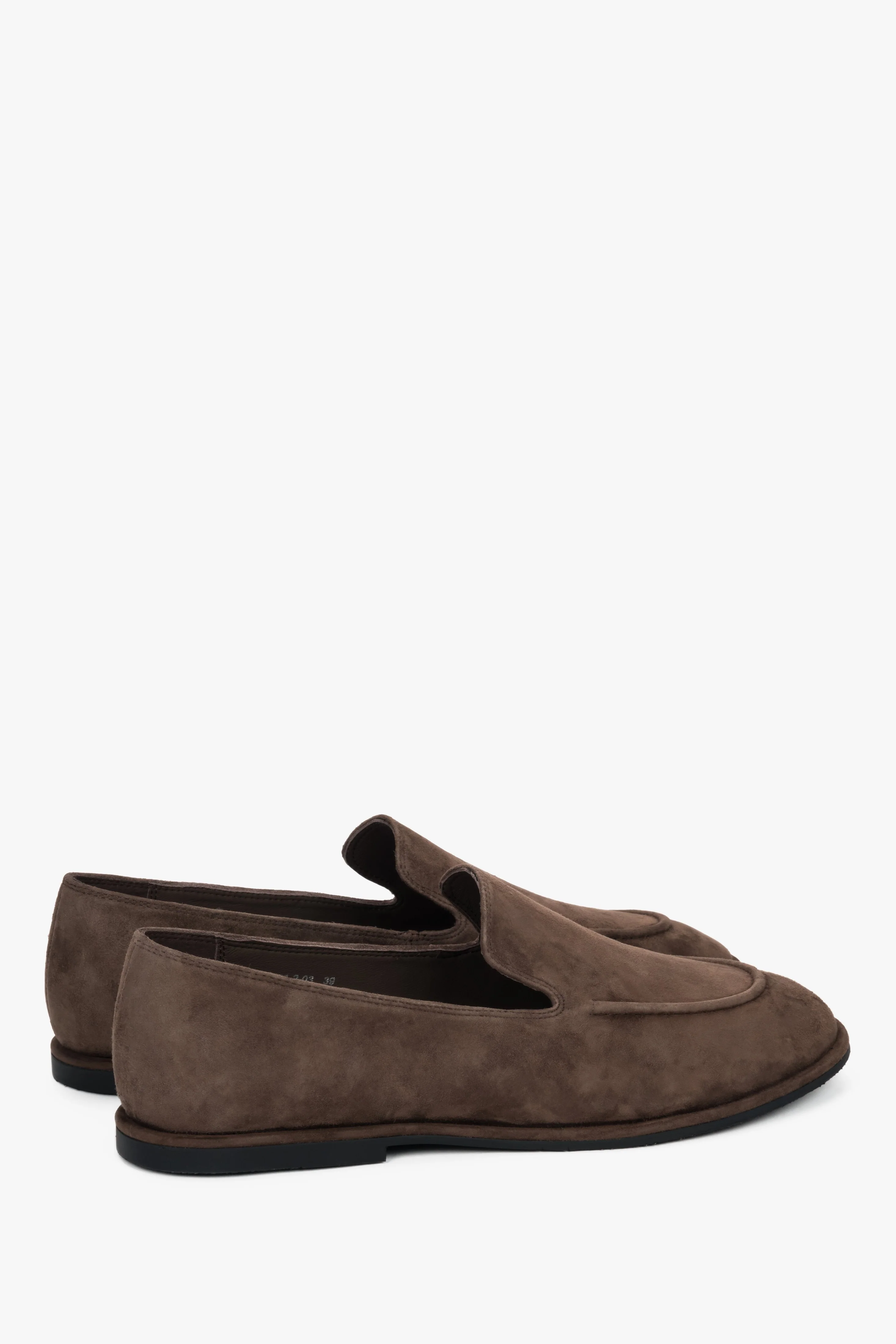 Ciemnobrązowe loafersy damskie z weluru naturalnego na płaskiej podeszwie Estro ER00119021 - Image 5
