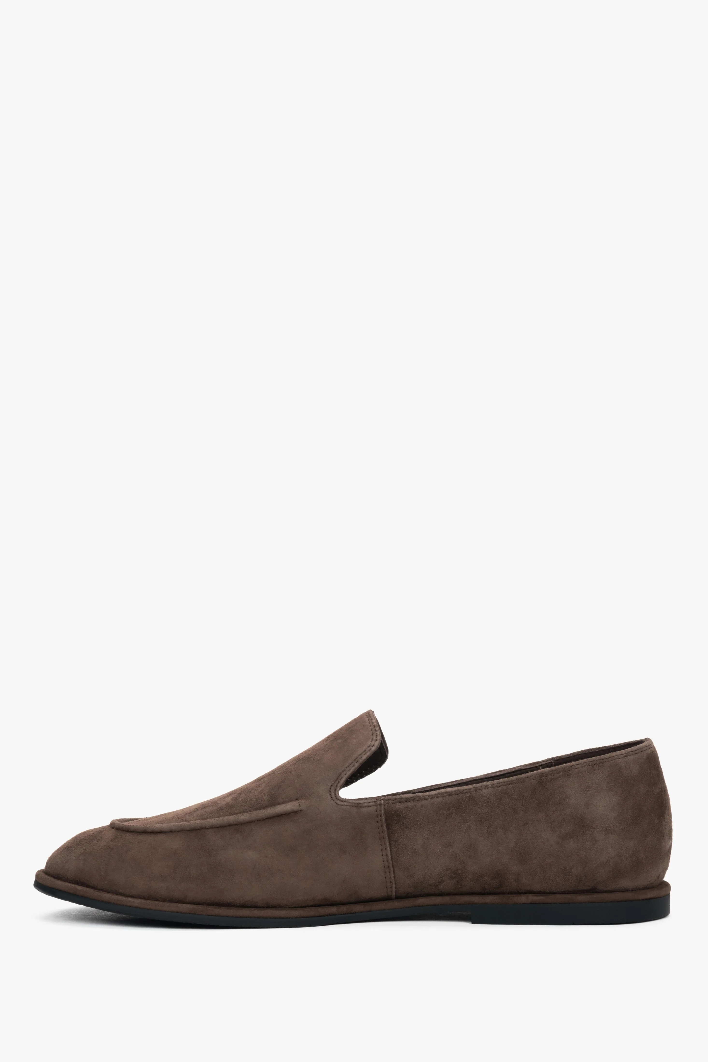 Ciemnobrązowe loafersy damskie z weluru naturalnego na płaskiej podeszwie Estro ER00119021 - Image 6
