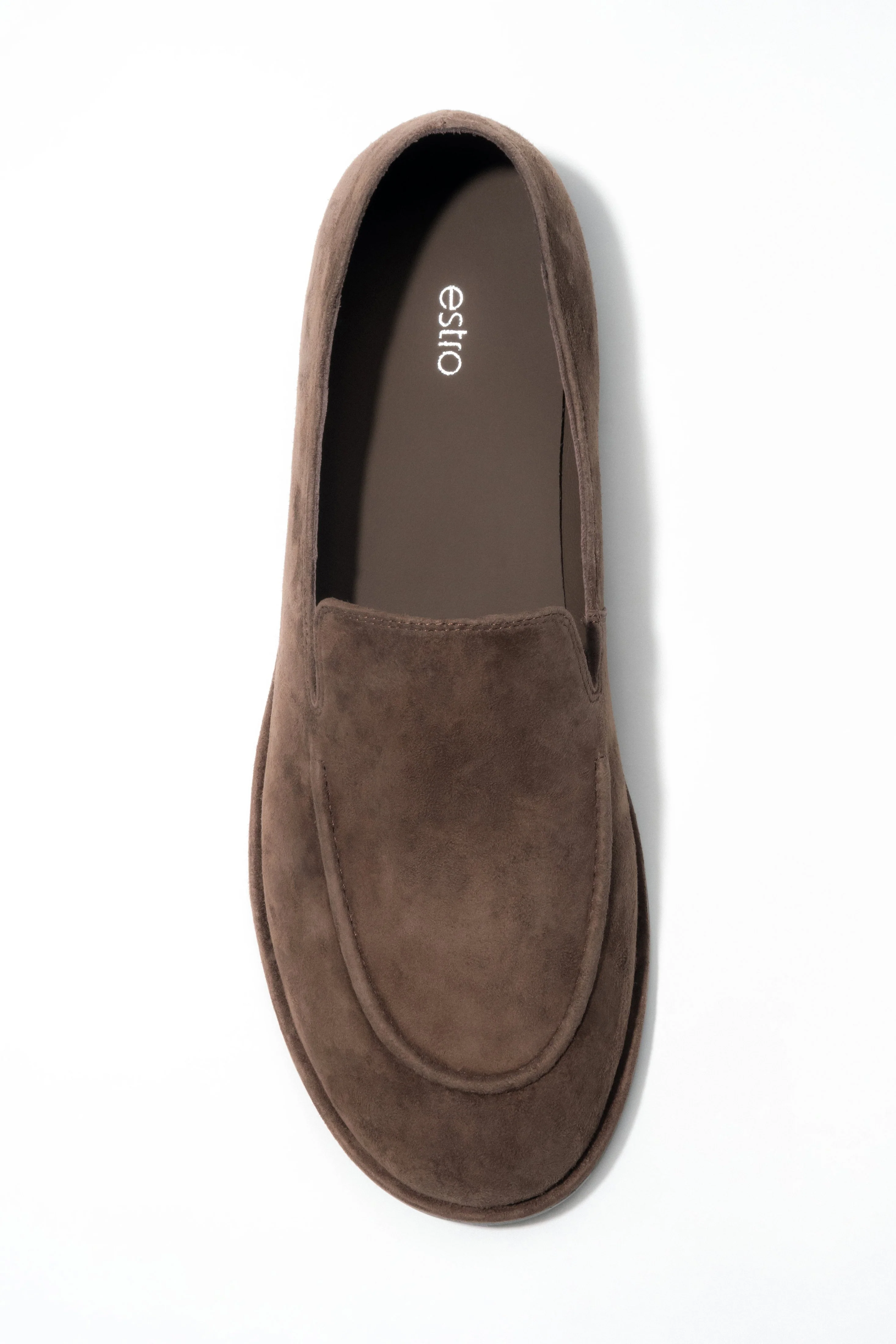 Ciemnobrązowe loafersy damskie z weluru naturalnego na płaskiej podeszwie Estro ER00119021 - Image 7