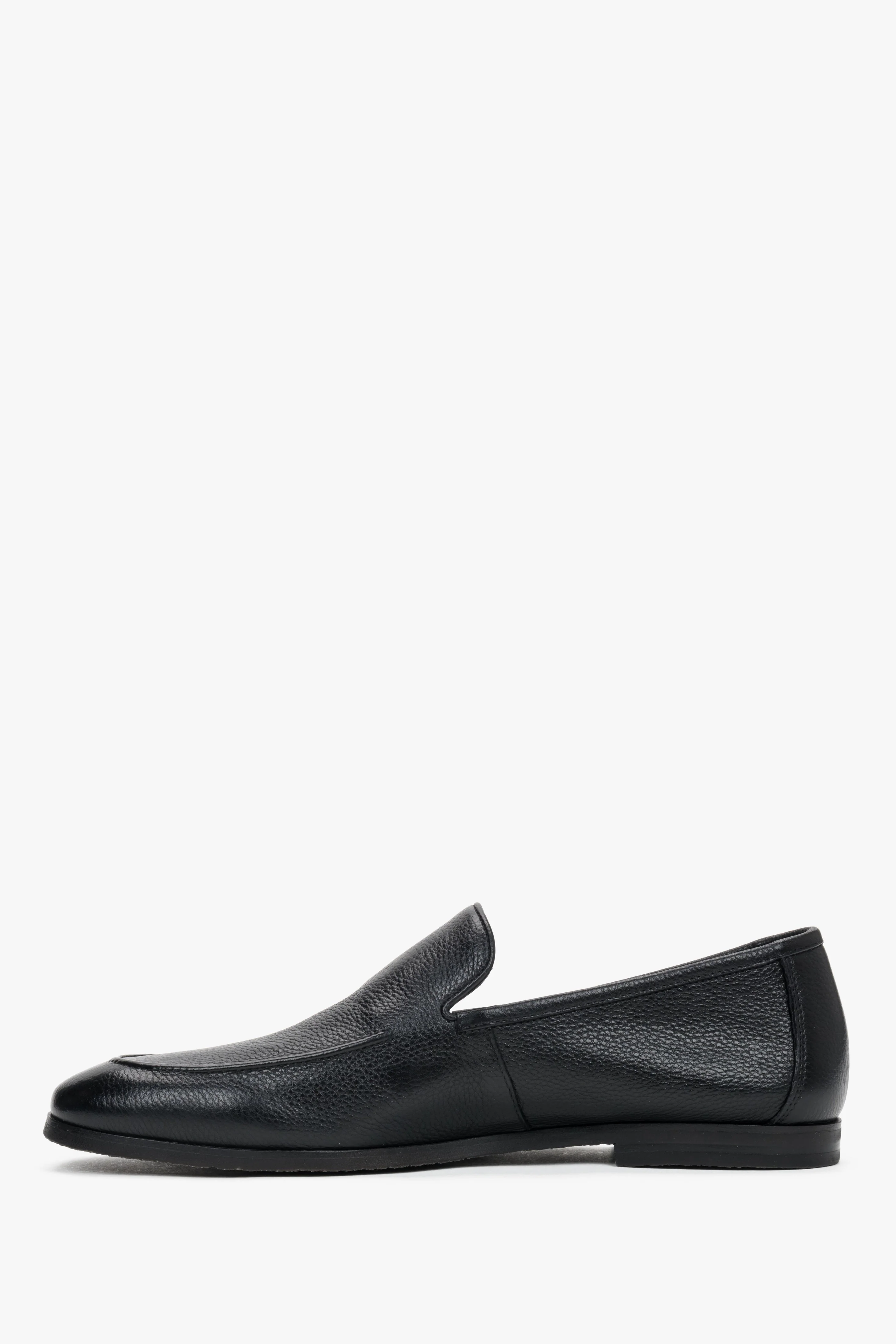 Czarne formalne loafersy męskie ze skóry naturalnej Estro ER00119405 - Image 3