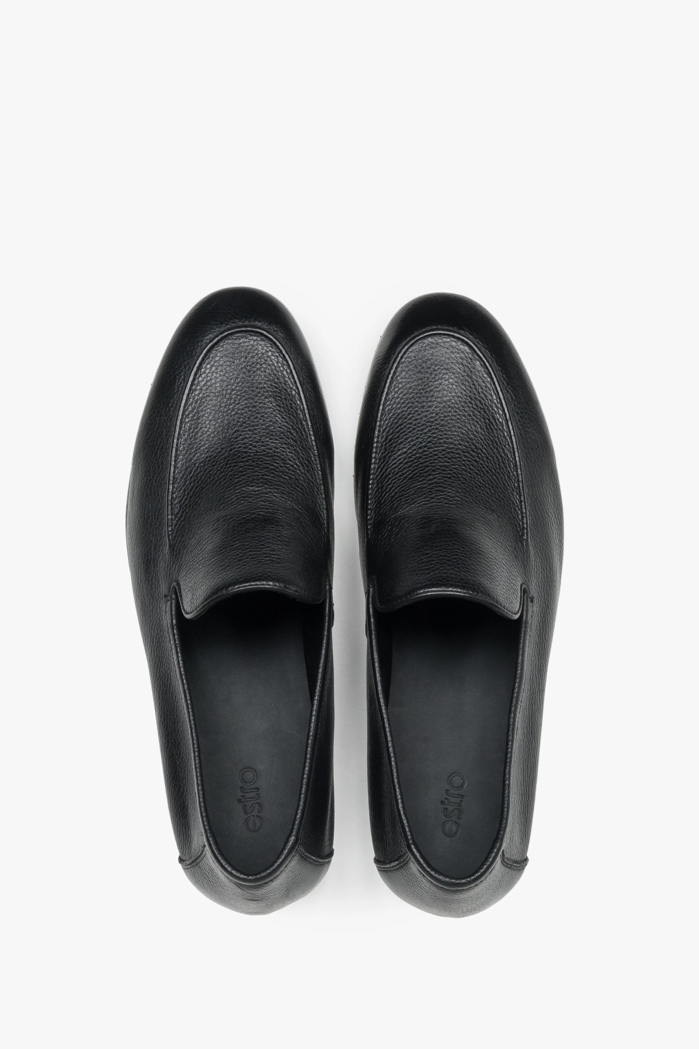 Czarne formalne loafersy męskie ze skóry naturalnej Estro ER00119405 - Image 4