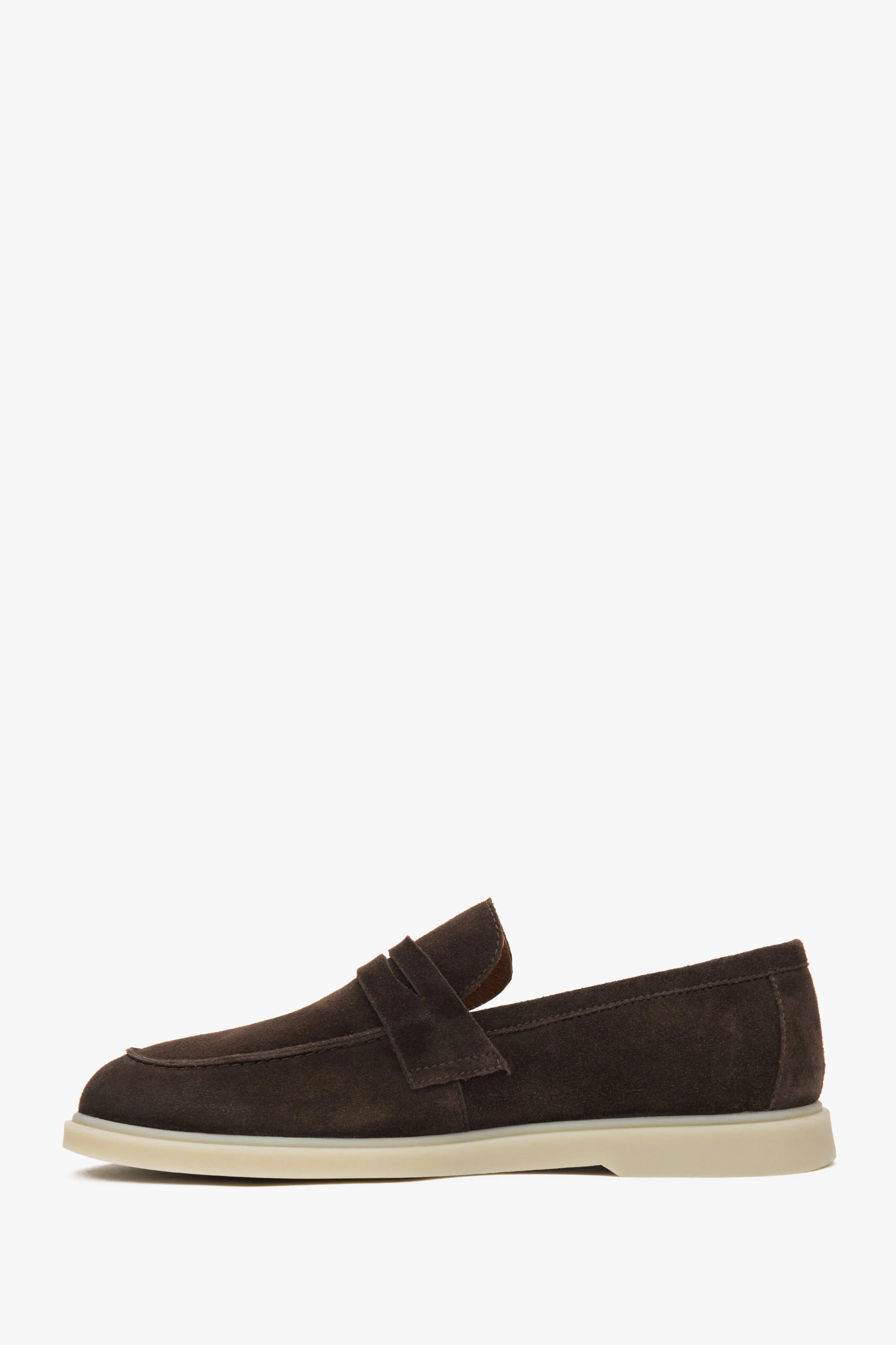 Ciemnobrązowe loafersy męskie z włoskiego weluru naturalnego Premium Estro ER00117294 - Image 3