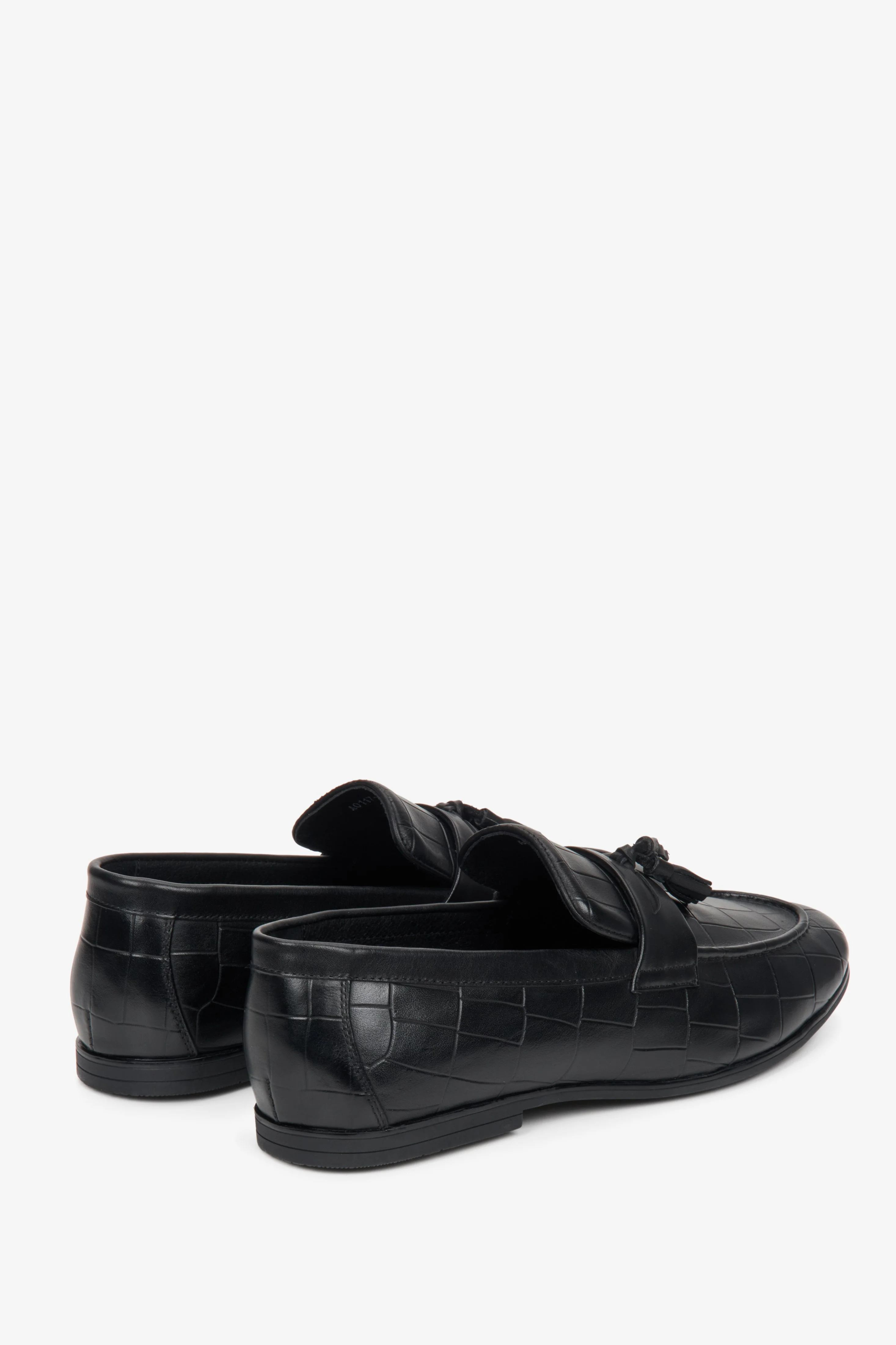 Czarne lordsy męskie ze skóry naturalnej na wiosnę i lato Estro ER00109297 - Image 6