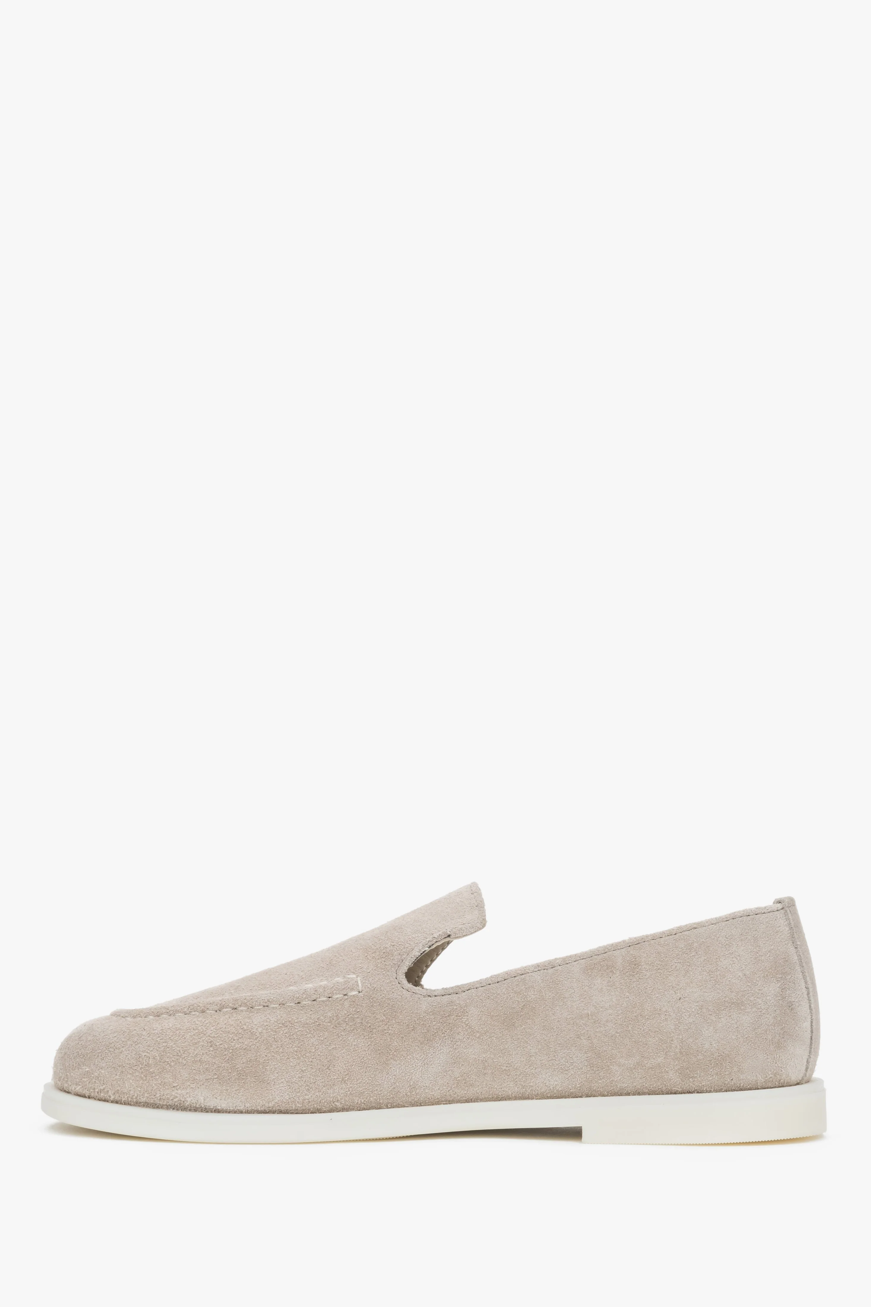 Beżowe mokasyny damskie typu barefoot z włoskiego weluru naturalnego Premium Estro ER00119347 - Image 4