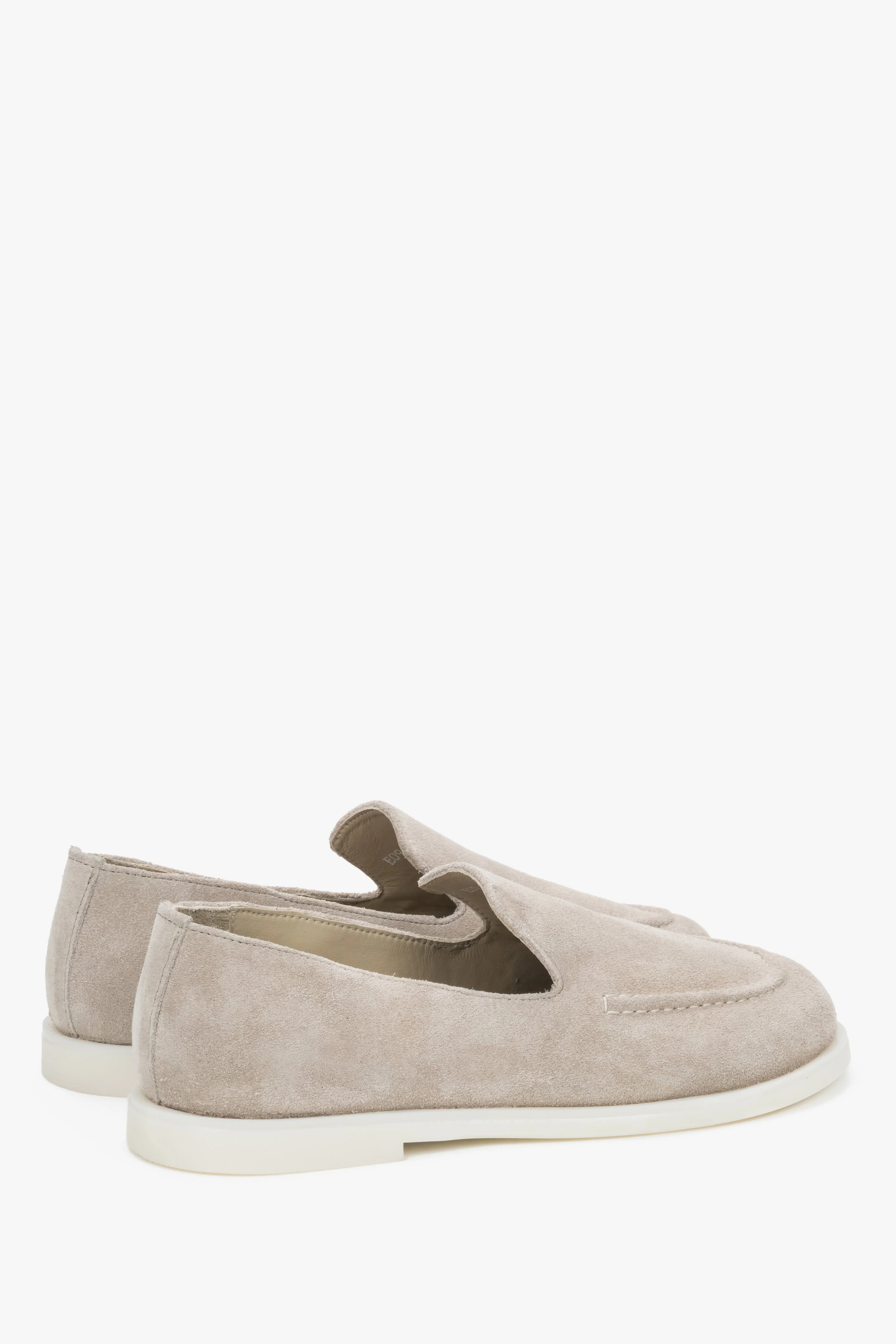 Beżowe mokasyny damskie typu barefoot z włoskiego weluru naturalnego Premium Estro ER00119347 - Image 5