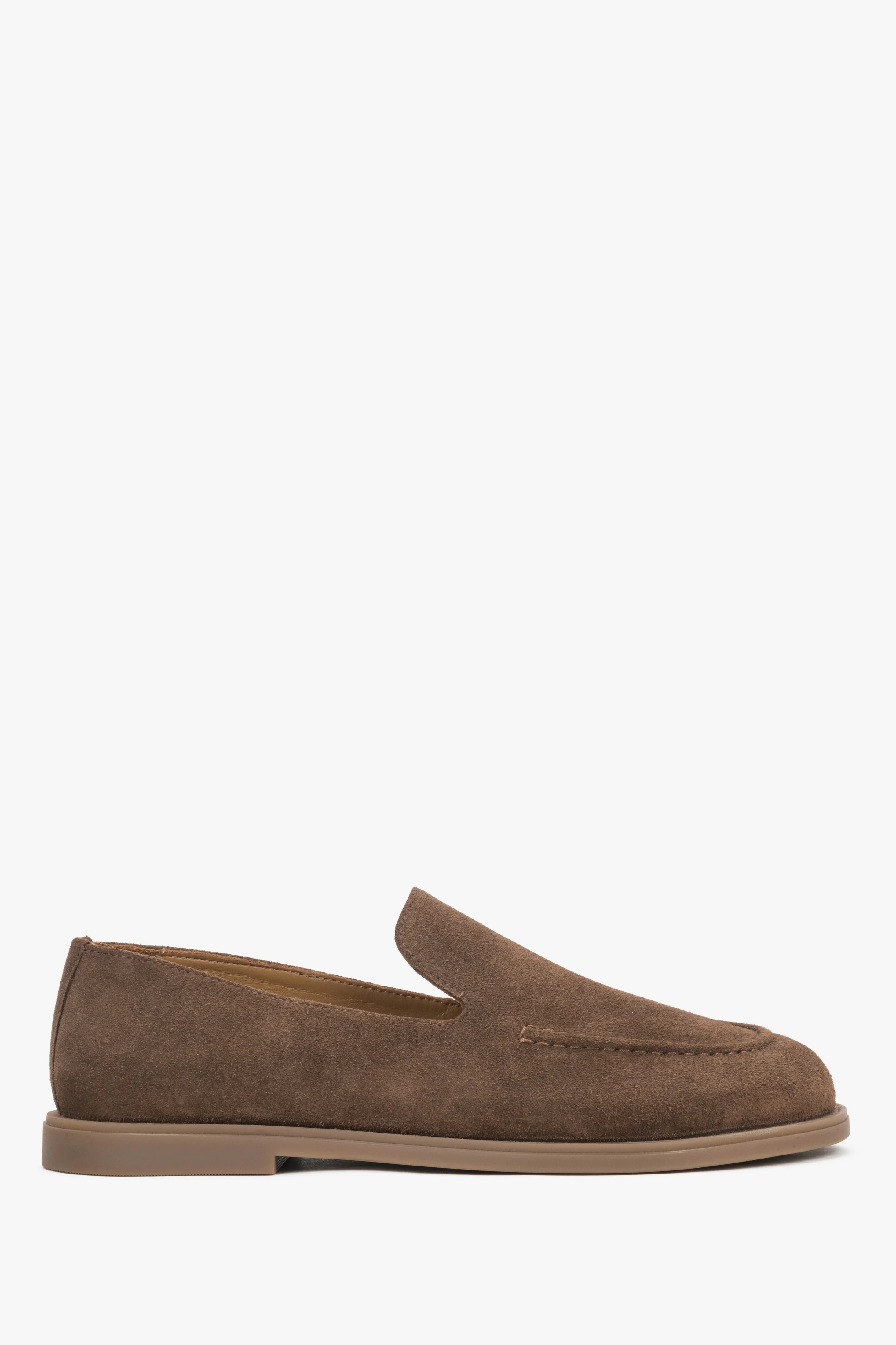 Brązowe mokasyny damskie typu barefoot z włoskiego weluru naturalnego Premium Estro ER00119353