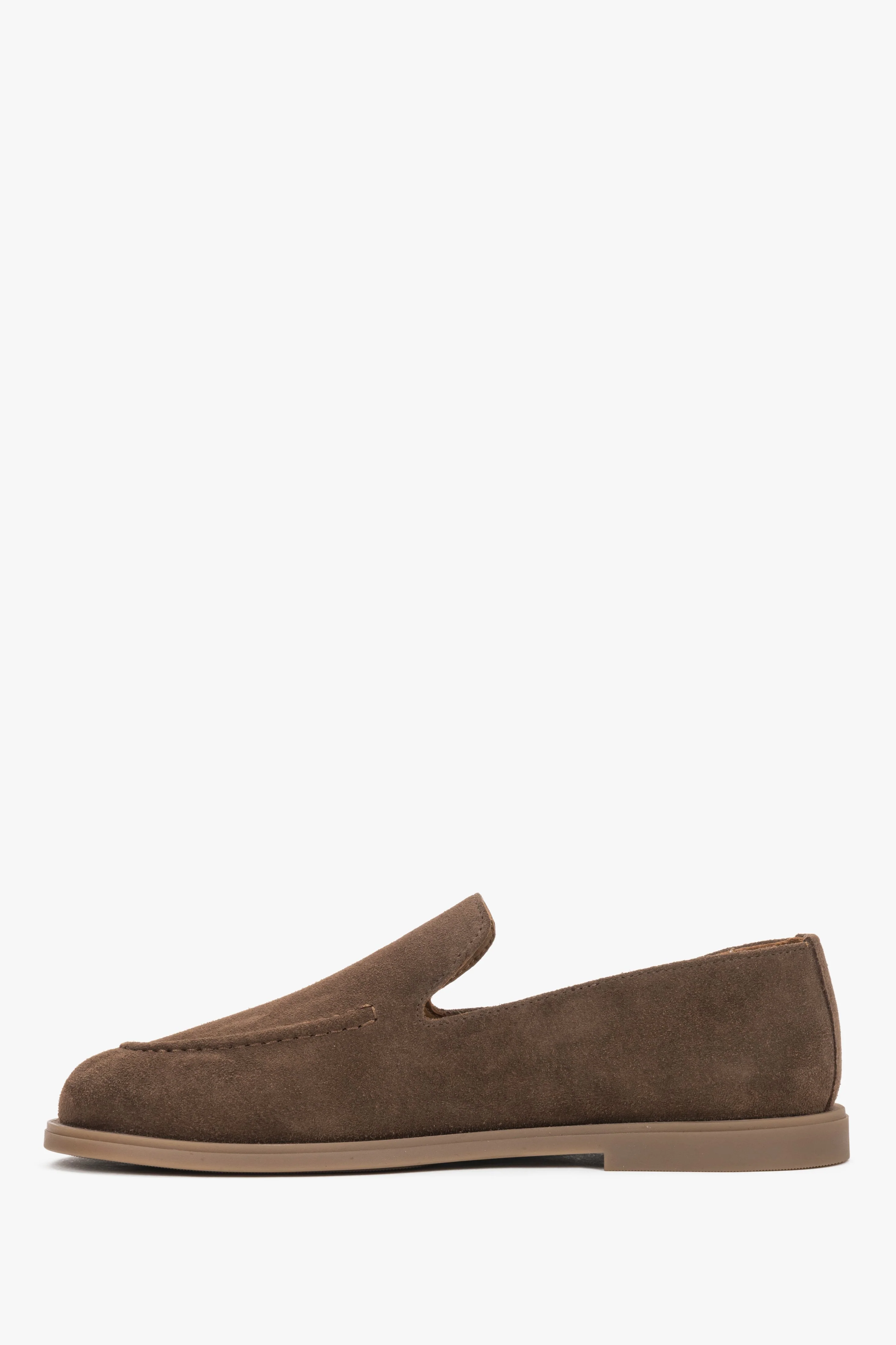 Brązowe mokasyny damskie typu barefoot z włoskiego weluru naturalnego Premium Estro ER00119353 - Image 4