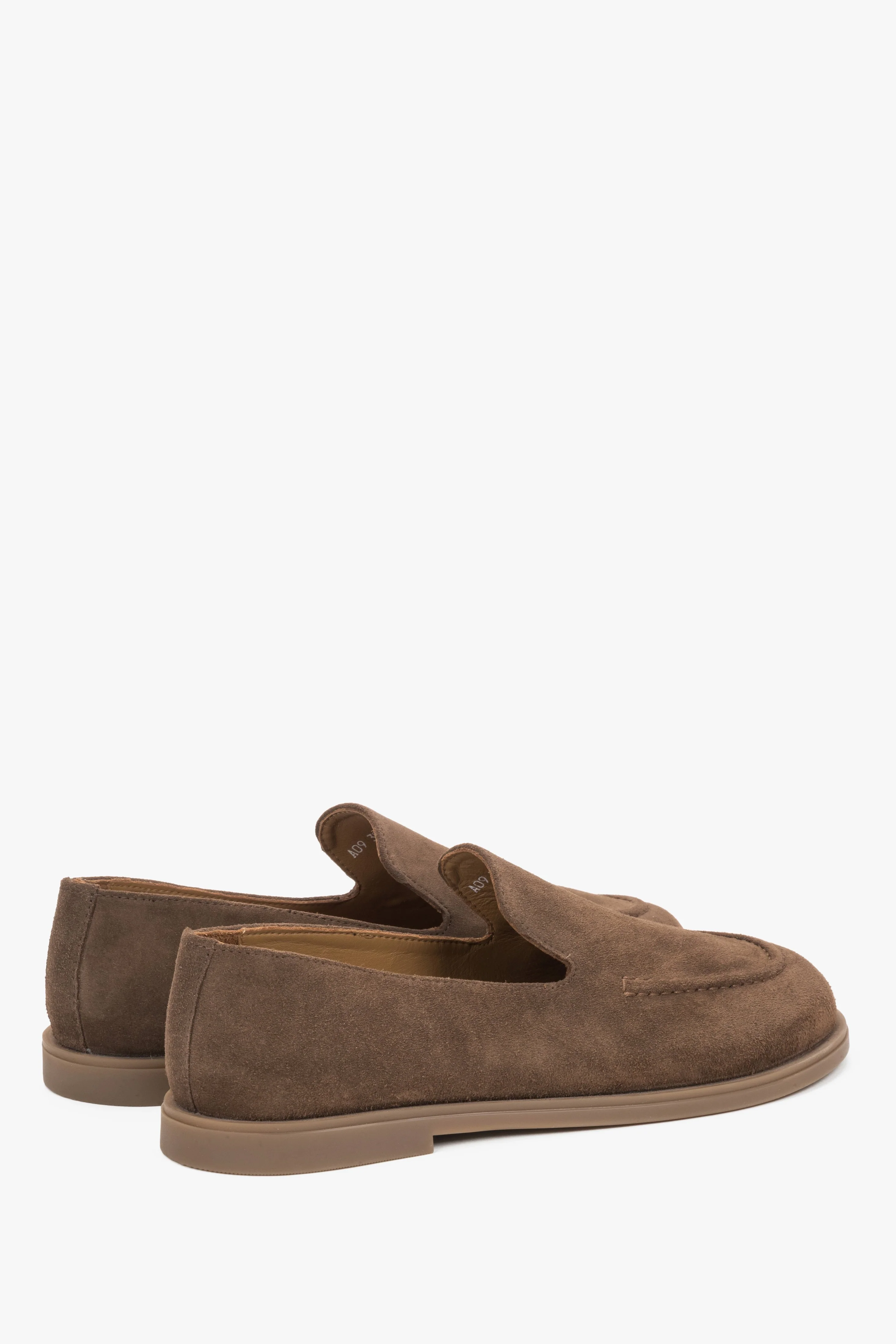Brązowe mokasyny damskie typu barefoot z włoskiego weluru naturalnego Premium Estro ER00119353 - Image 5