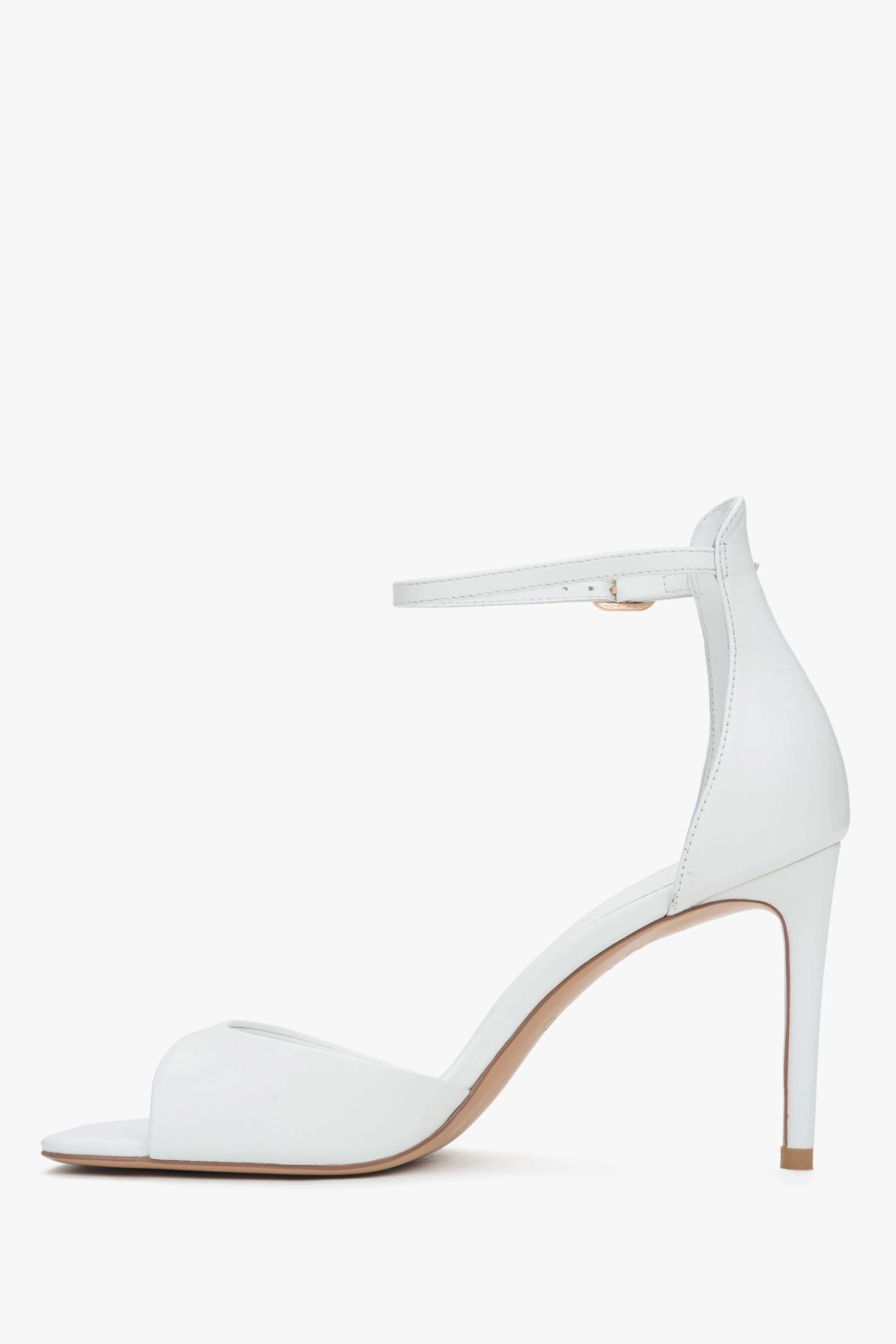 Eleganckie białe sandałki damskie na wysokim obcasie ze skóry naturalnej Estro ER00117224 - Image 6
