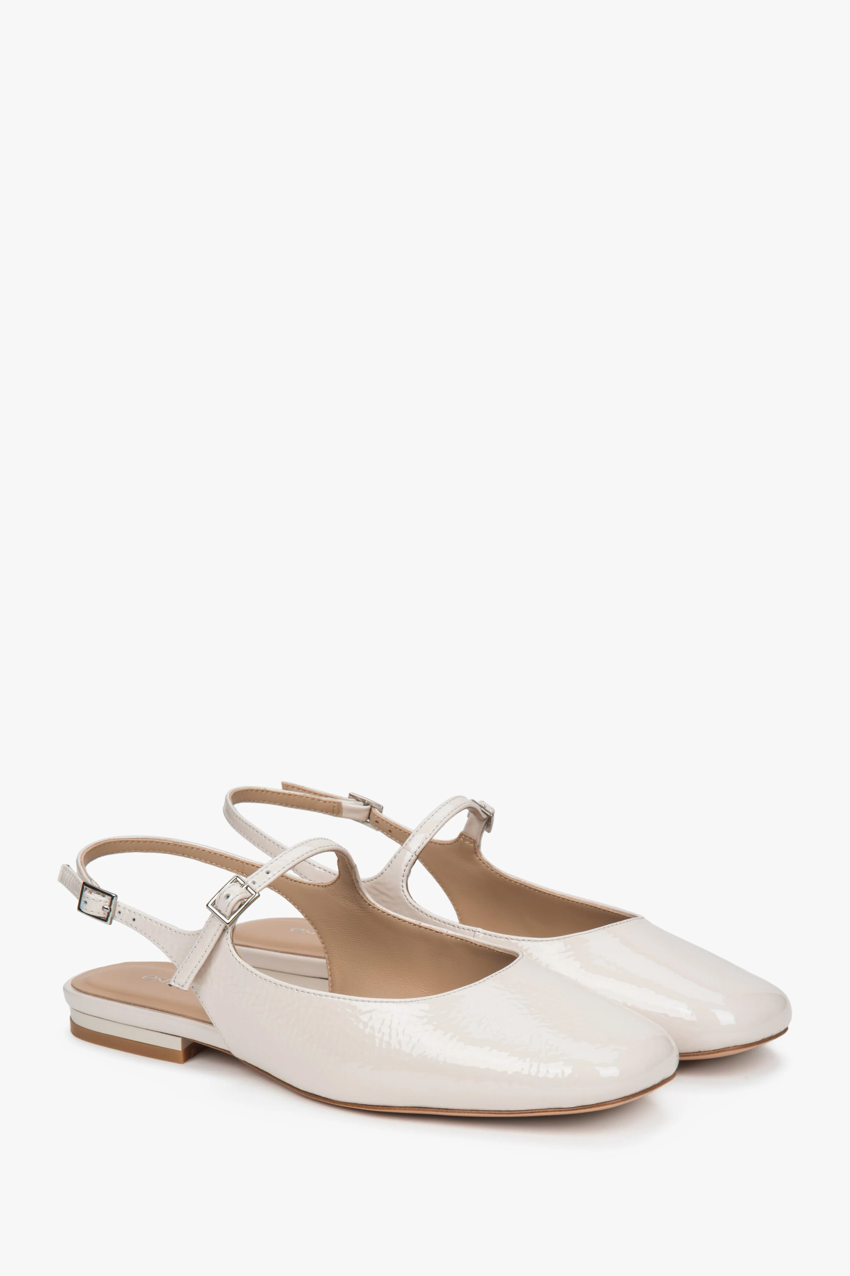 Jasnobeżowe sandały damskie na płaskim obcasie typy slingback Estro ER00117174 - Image 3