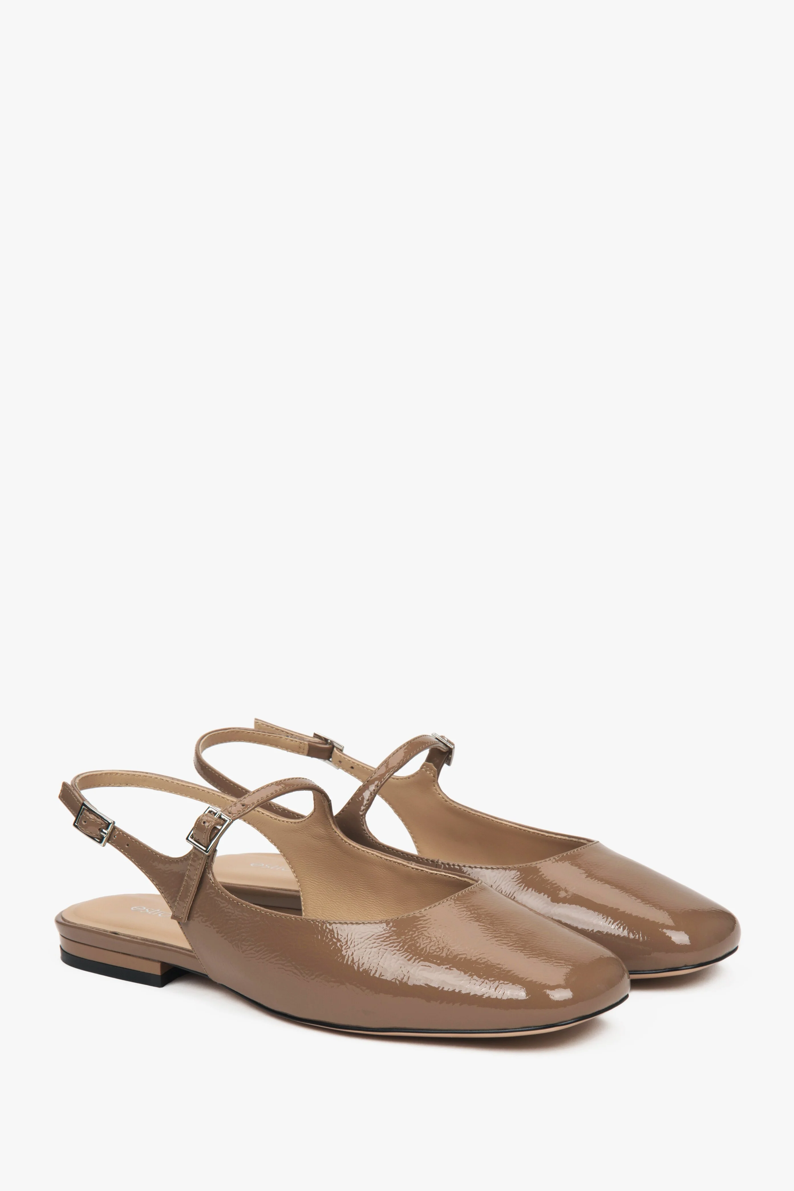 Brązowe sandały damskie na płaskim obcasie typy slingback Estro ER00117180 - Image 3