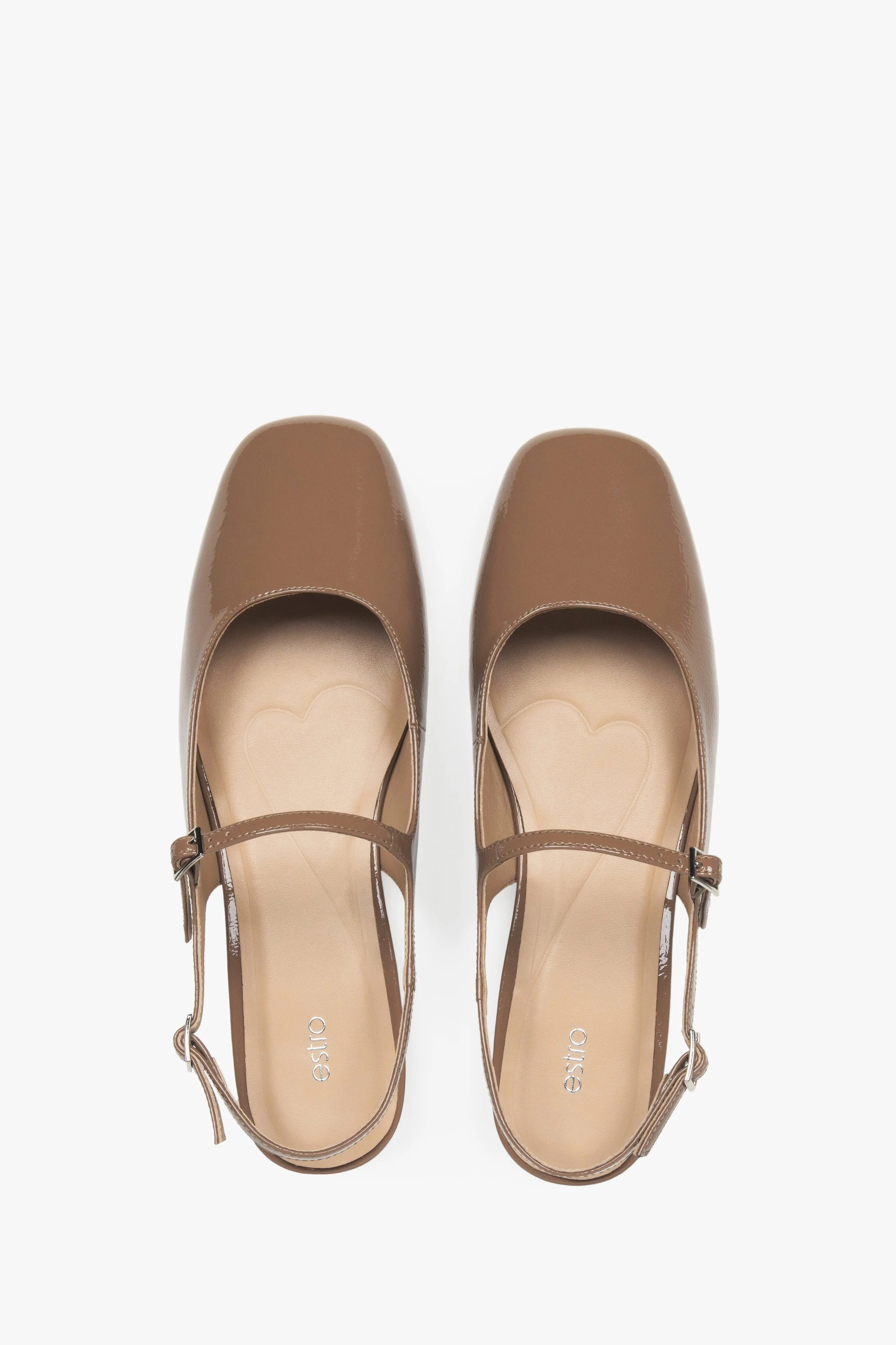 Brązowe sandały damskie na płaskim obcasie typy slingback Estro ER00117180 - Image 4