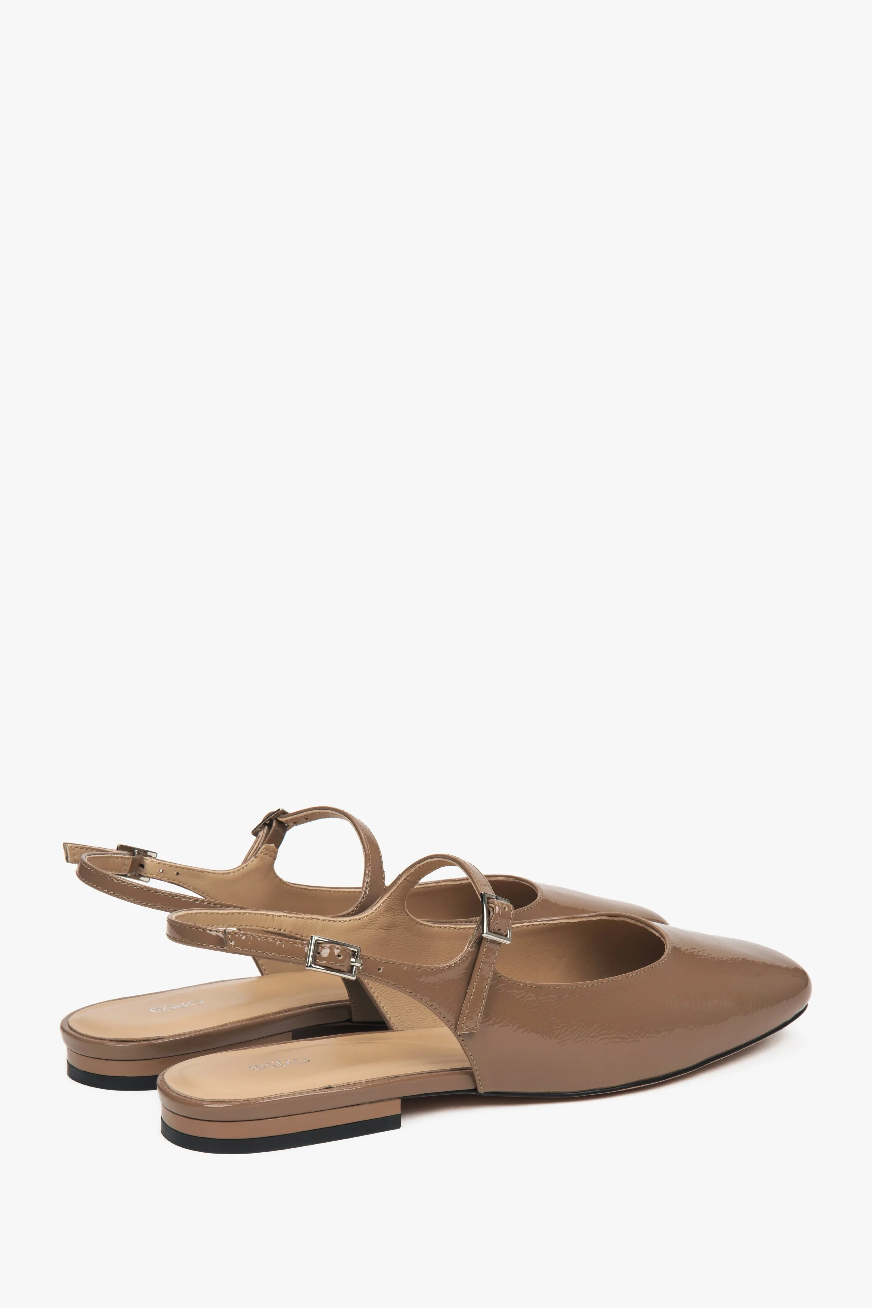 Brązowe sandały damskie na płaskim obcasie typy slingback Estro ER00117180 - Image 5