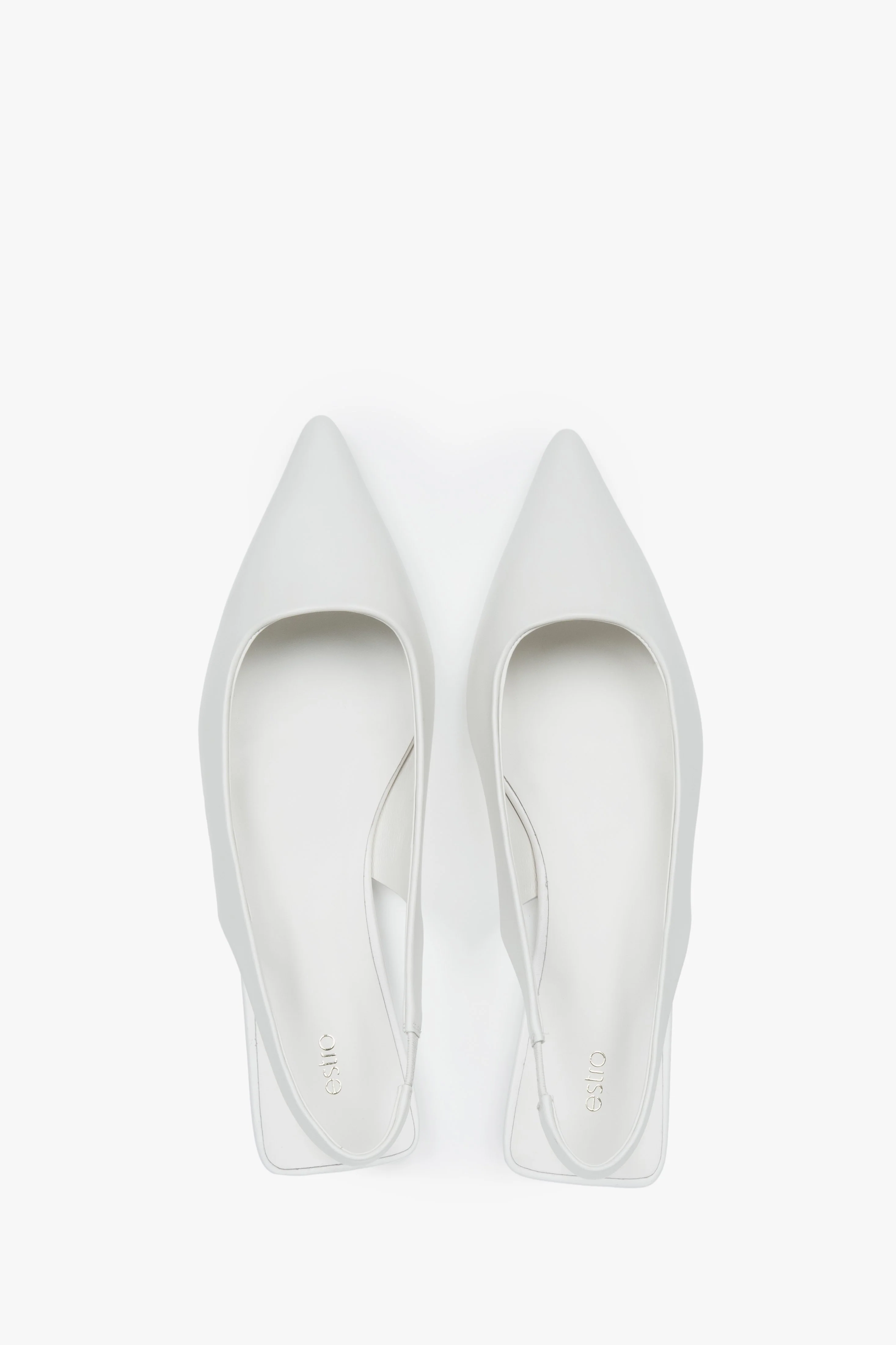 Białe sandały damskie typu slingback na płaskim obcasie z czubkiem w szpic Estro ER00117211 - Image 4