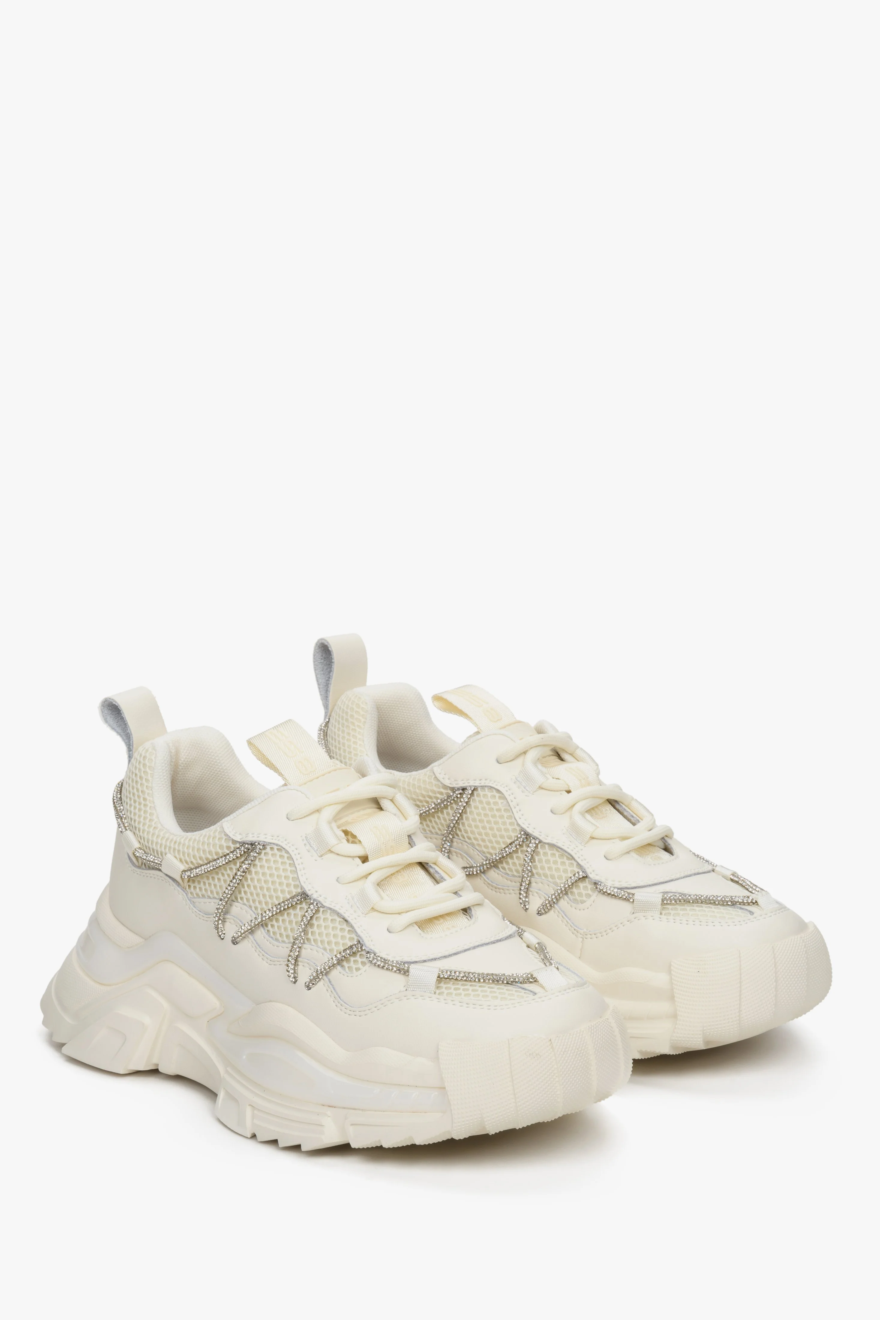 Beżowe sneakersy damskie z łączonych materiałów ES 8 ER00112606 - Image 2