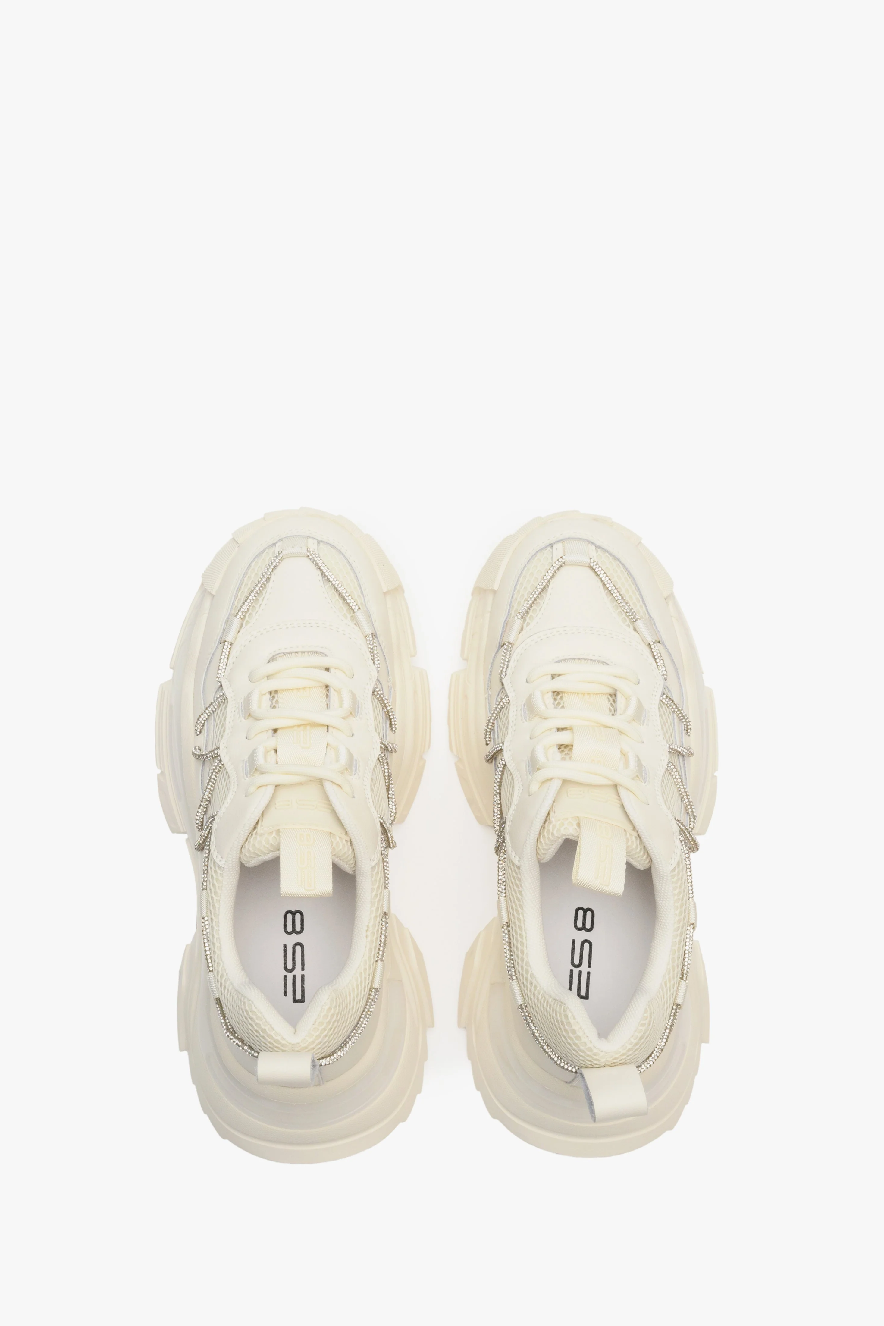 Beżowe sneakersy damskie z łączonych materiałów ES 8 ER00112606 - Image 4