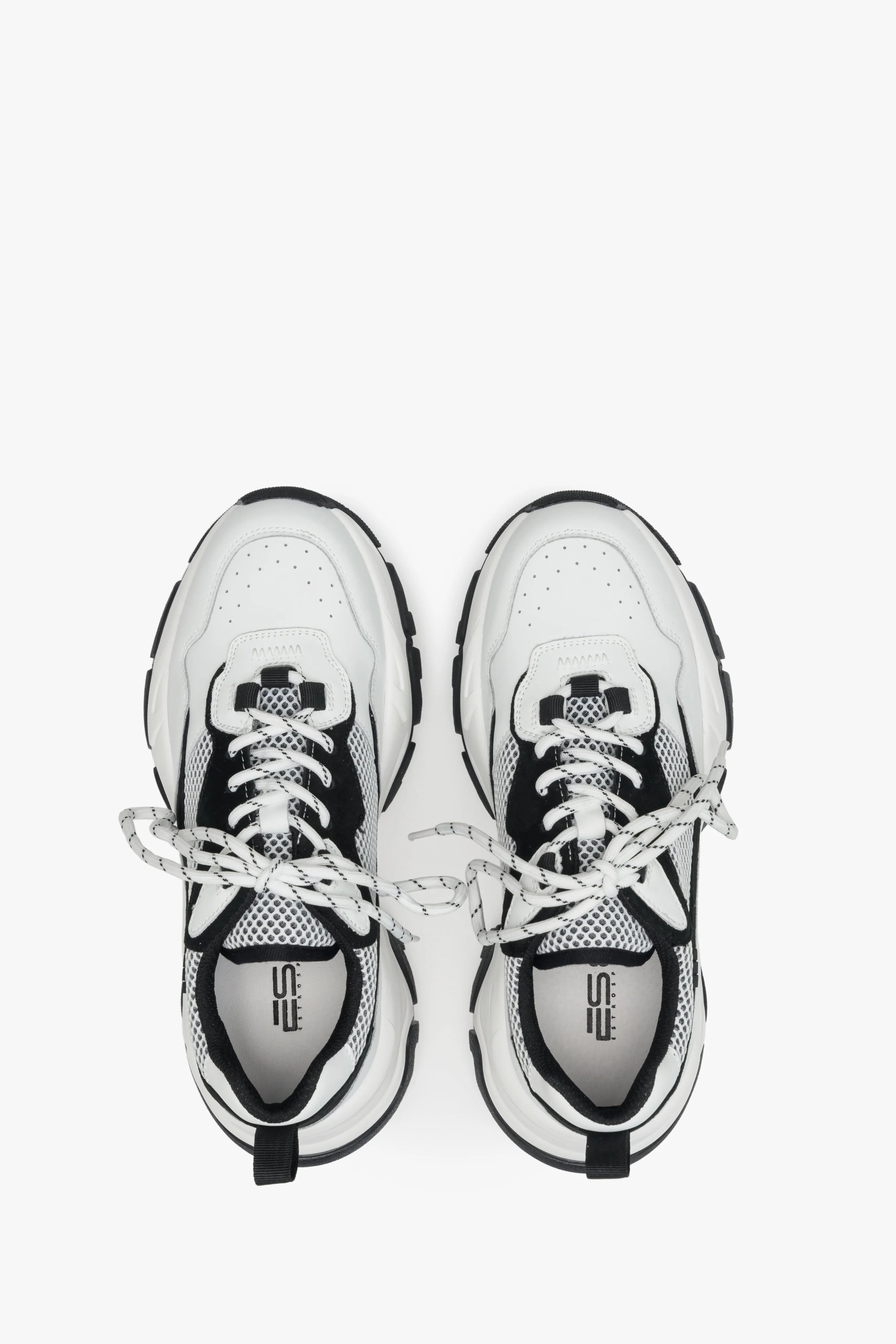 Czarno-białe sneakersy damskie ze skóry naturalnej ES 8 ER00112279 - Image 8