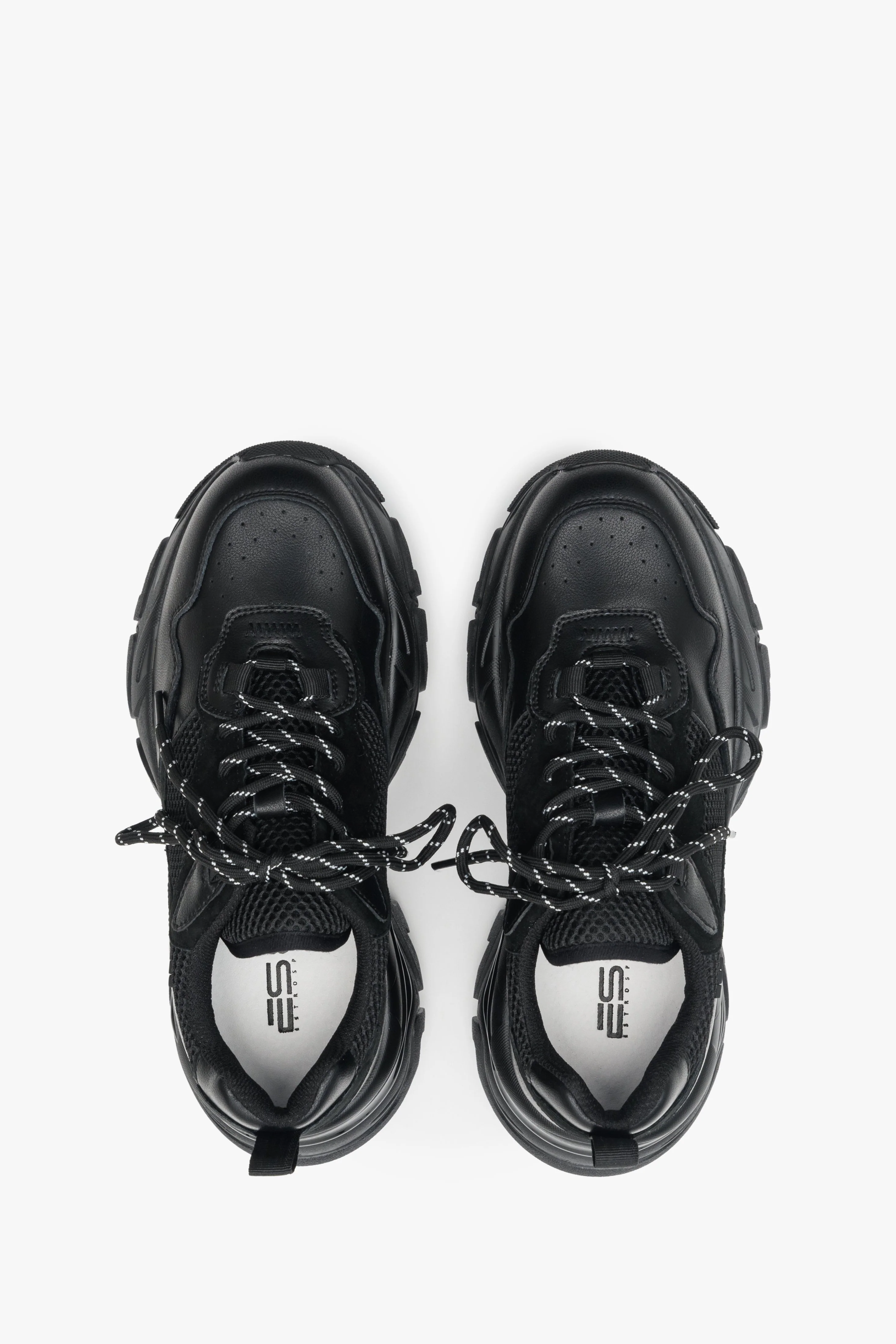Czarne sneakersy damskie ze skóry naturalnej ES 8 ER00112276 - Image 3