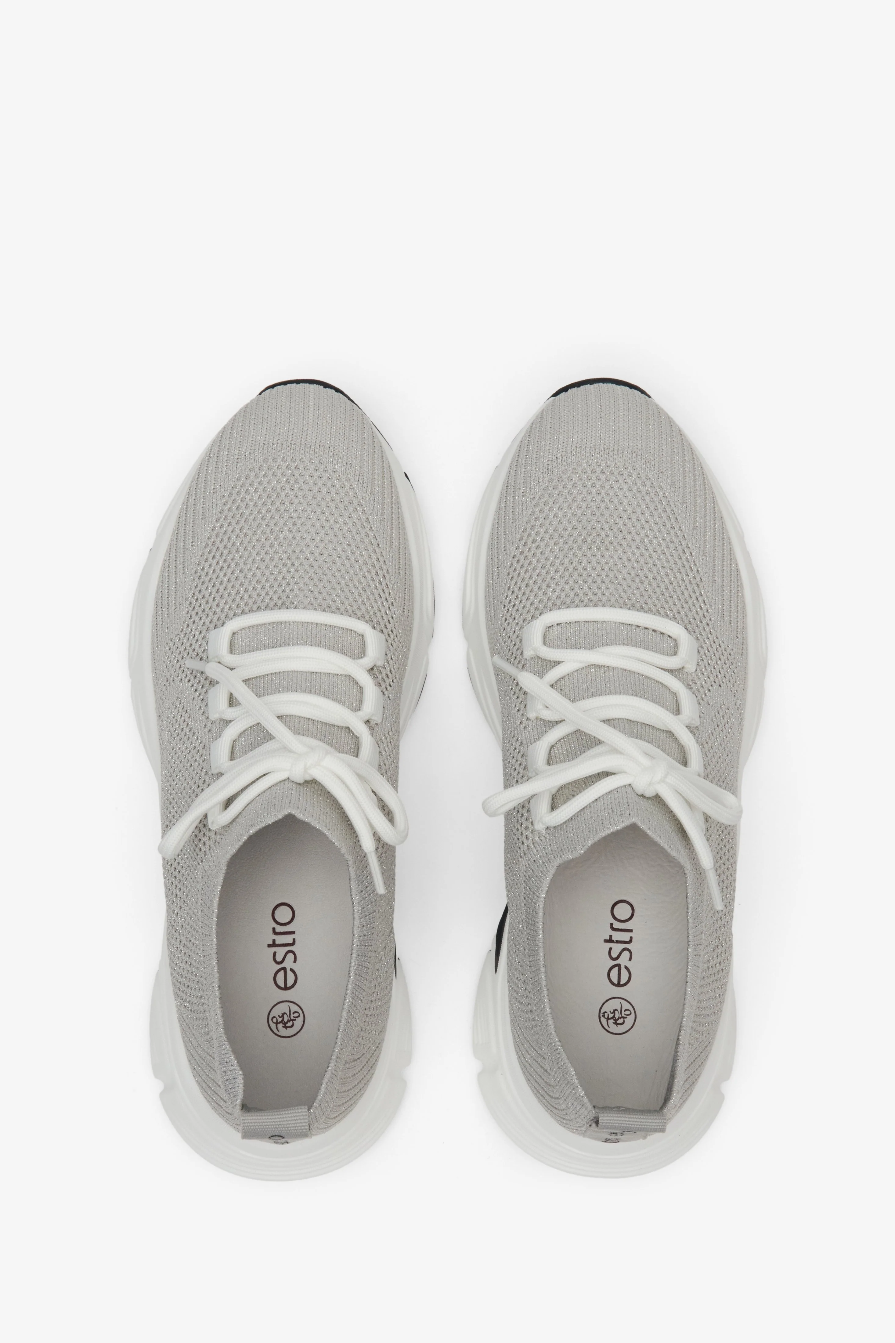Szare sneakersy damskie z siateczki na elastycznej podeszwie Estro ER00113223 - Image 4