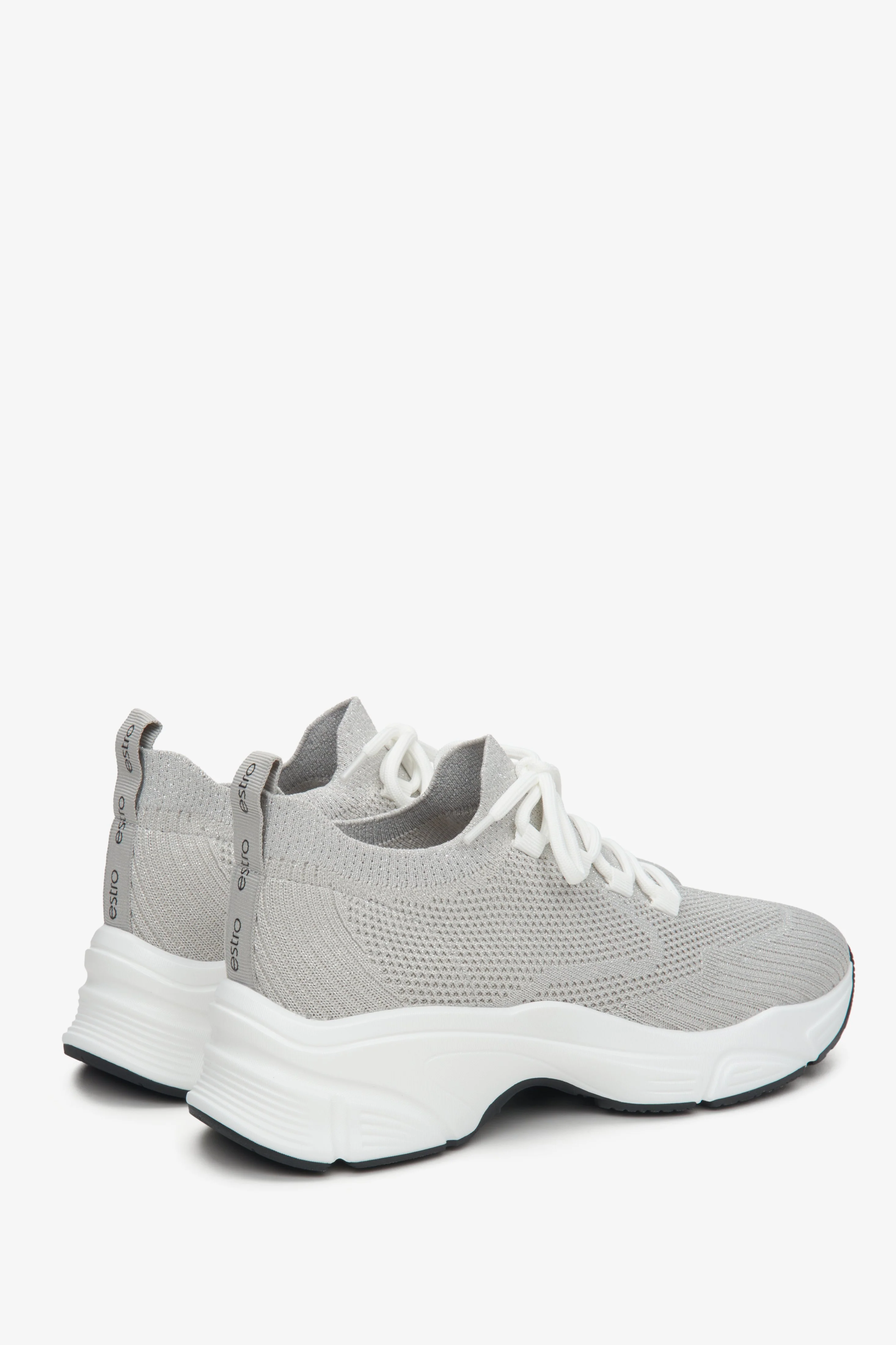 Szare sneakersy damskie z siateczki na elastycznej podeszwie Estro ER00113223 - Image 5