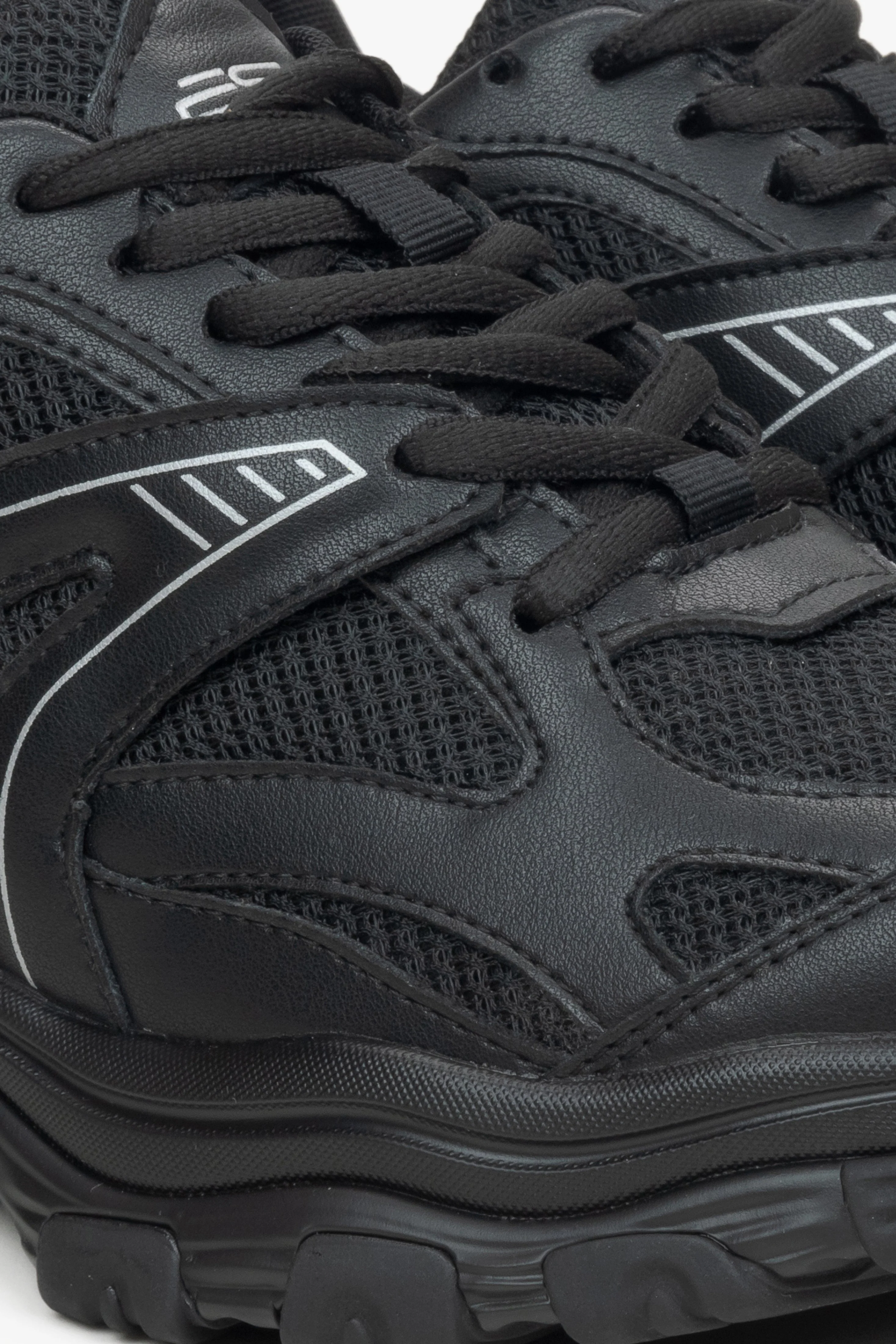 Czarno-srebrne sneakersy damskie z łączonych materiałów z elastyczną podeszwą ES8 ER00115760 - Image 6