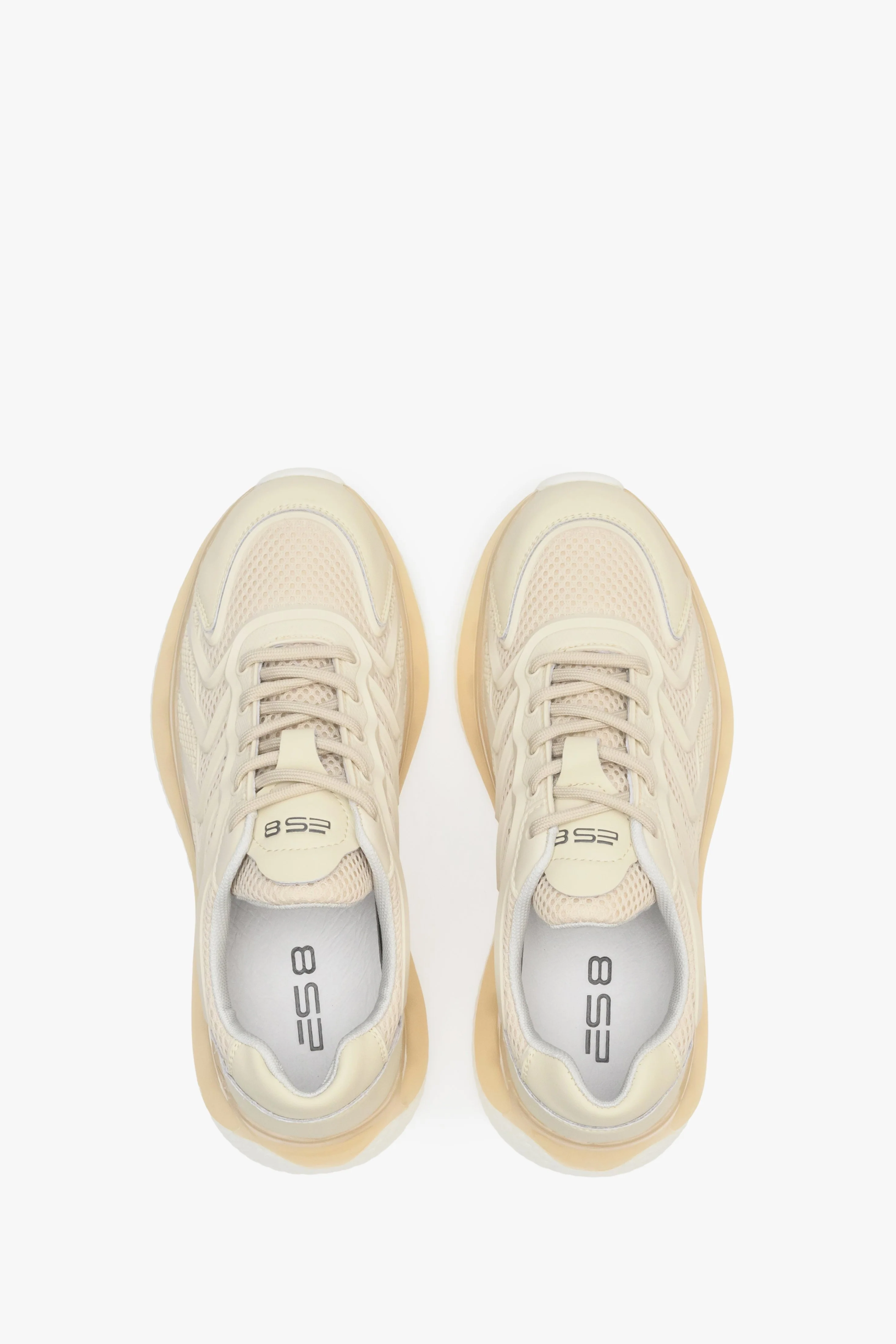 Damskie sneakersy w kolorze beżowym z siateczką ES8 ER00112713 - Image 4