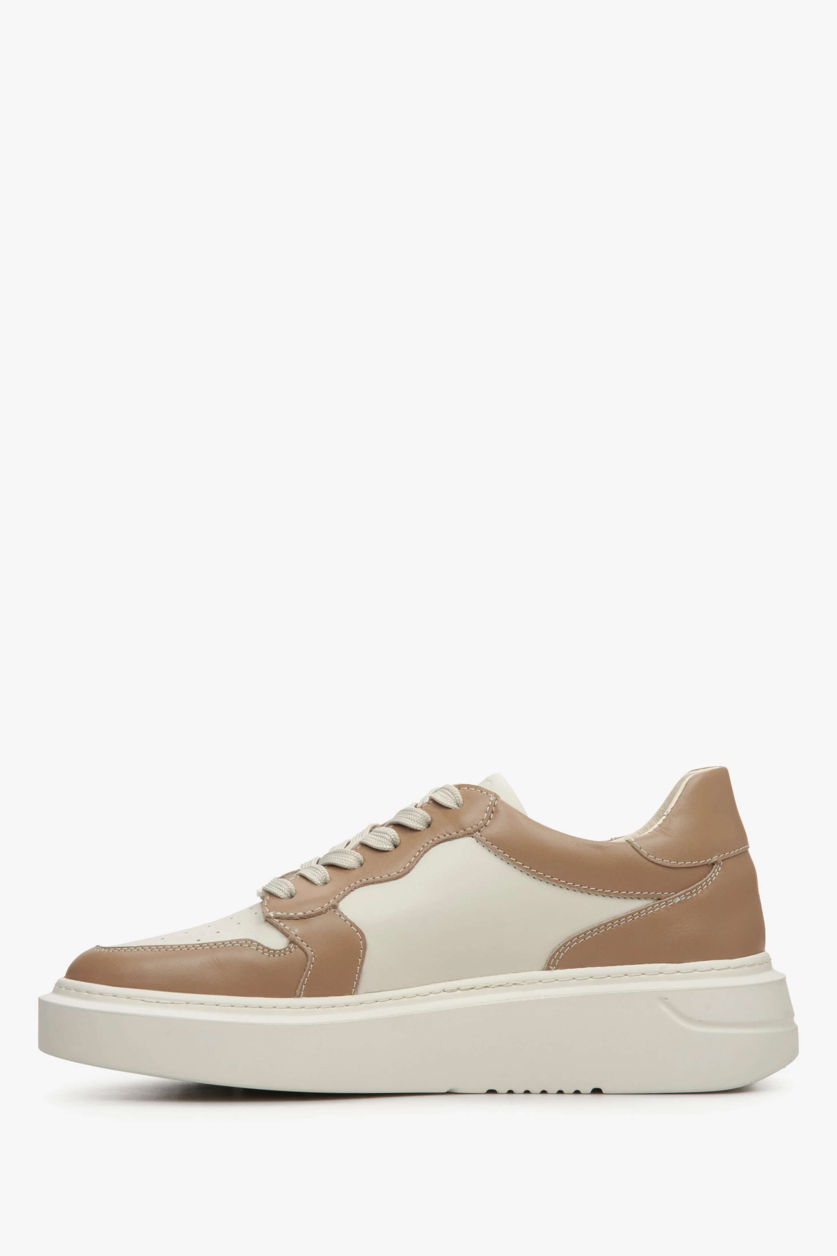 Beżowo-brązowe sneakersy damskie ze skóry naturalnej Estro ER00112856 - Image 3