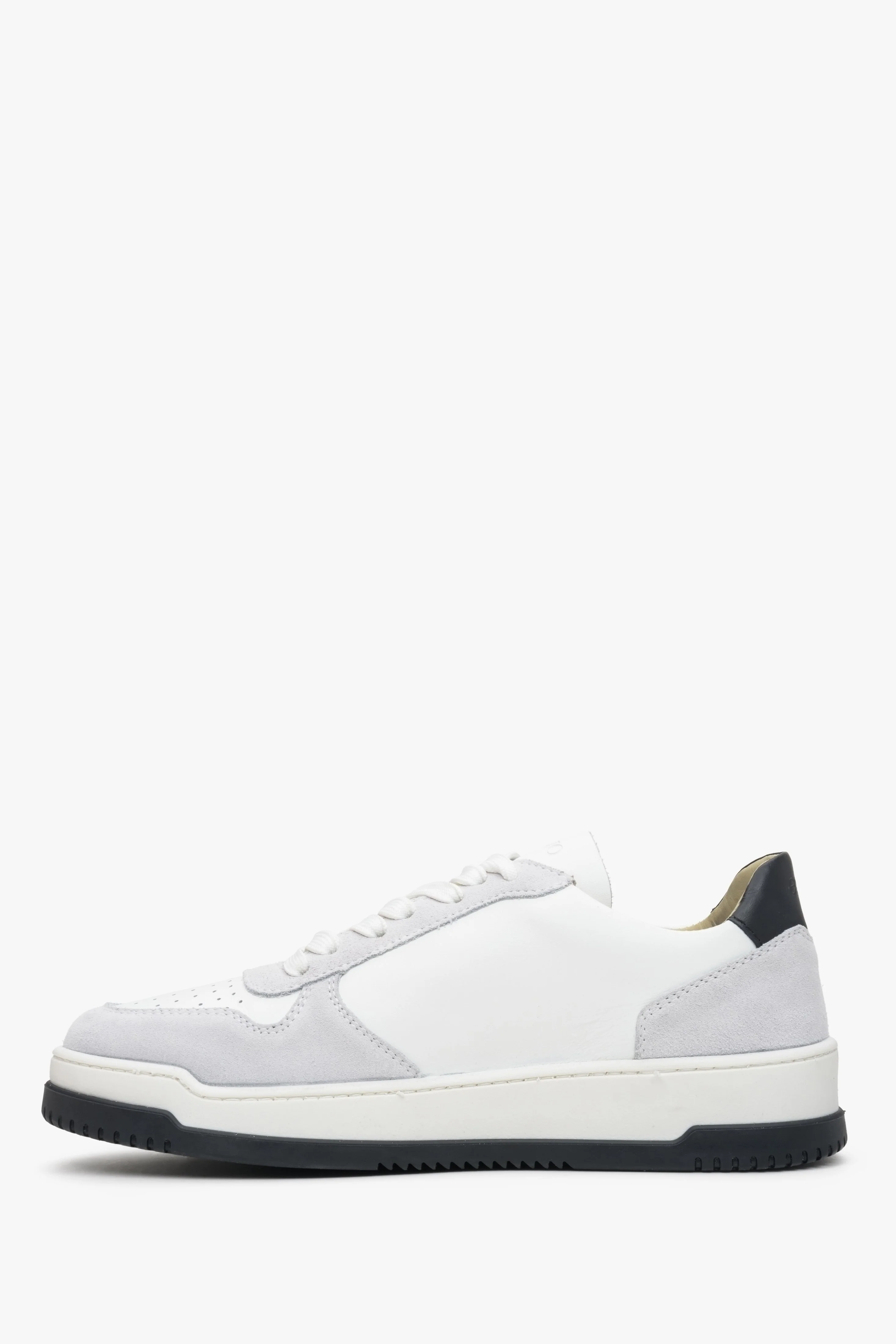 Biało-szare sneakersy damskie ze skóry naturalnej i weluru Estro ER00113169 - Image 2